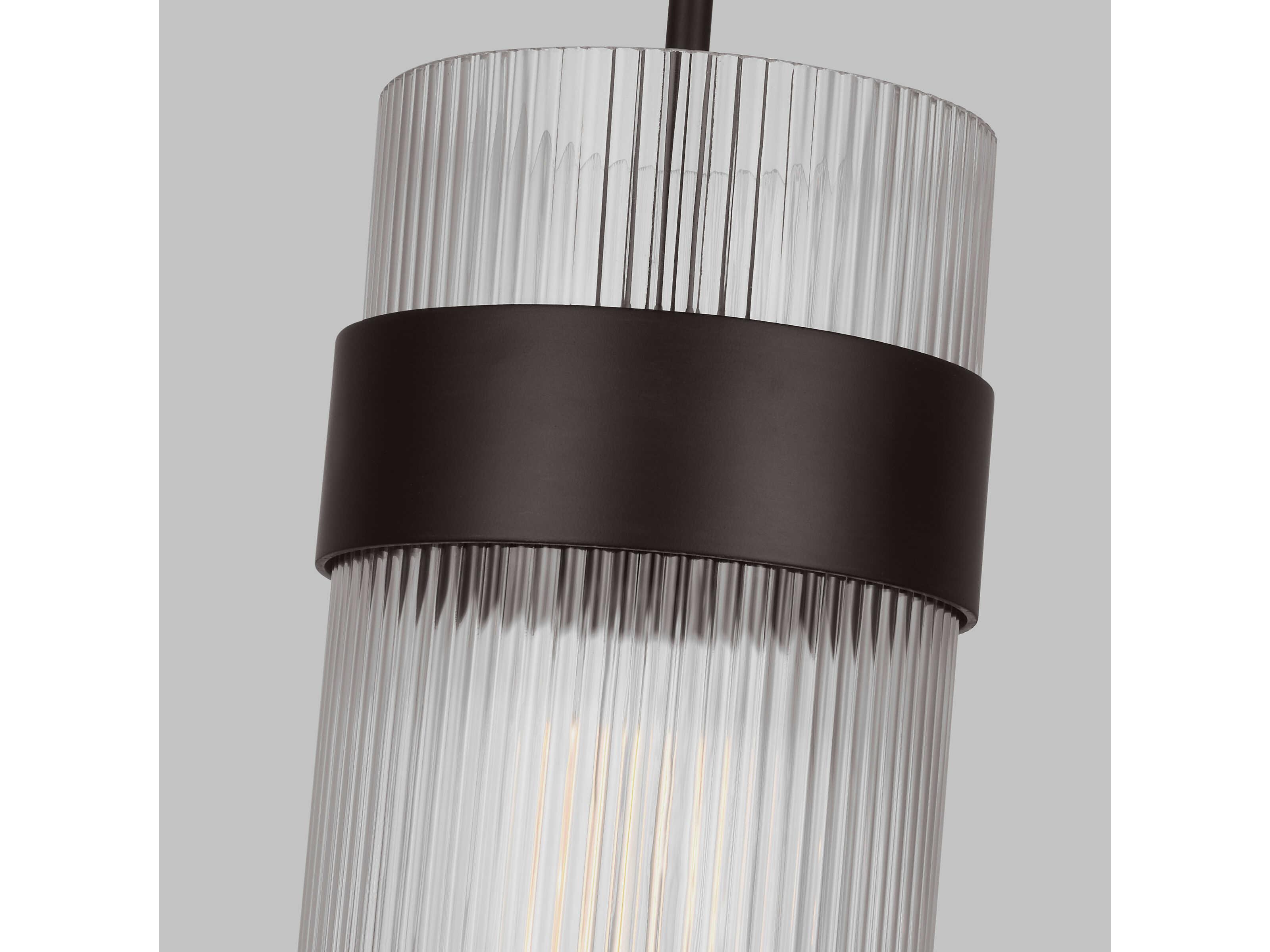 Visual Comfort Studio Geneva 1-Light Aged Iron Black Cylinder Mini Pendant