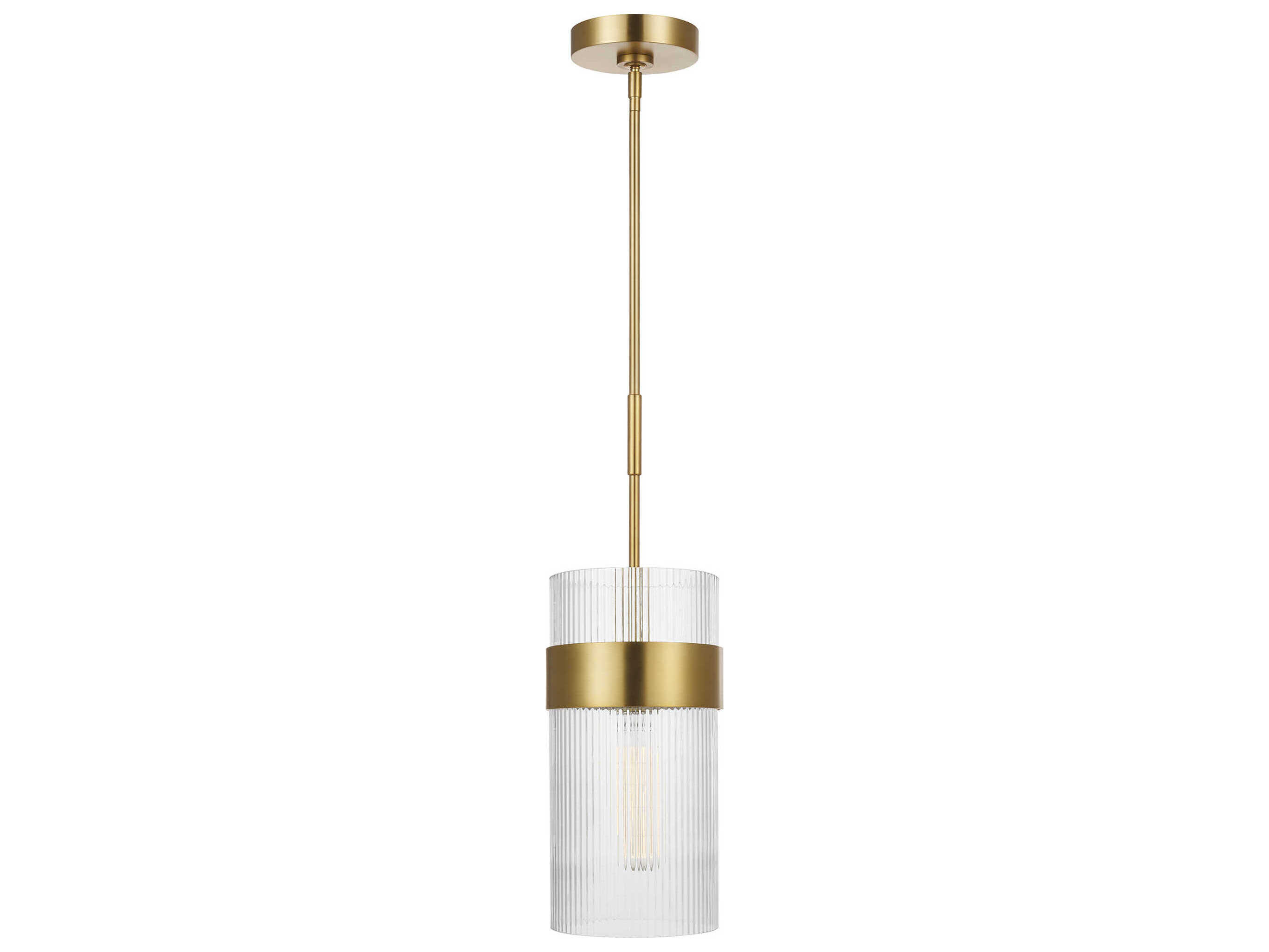 Visual Comfort Studio Geneva 1-Light Burnished Brass Cylinder Mini Pendant