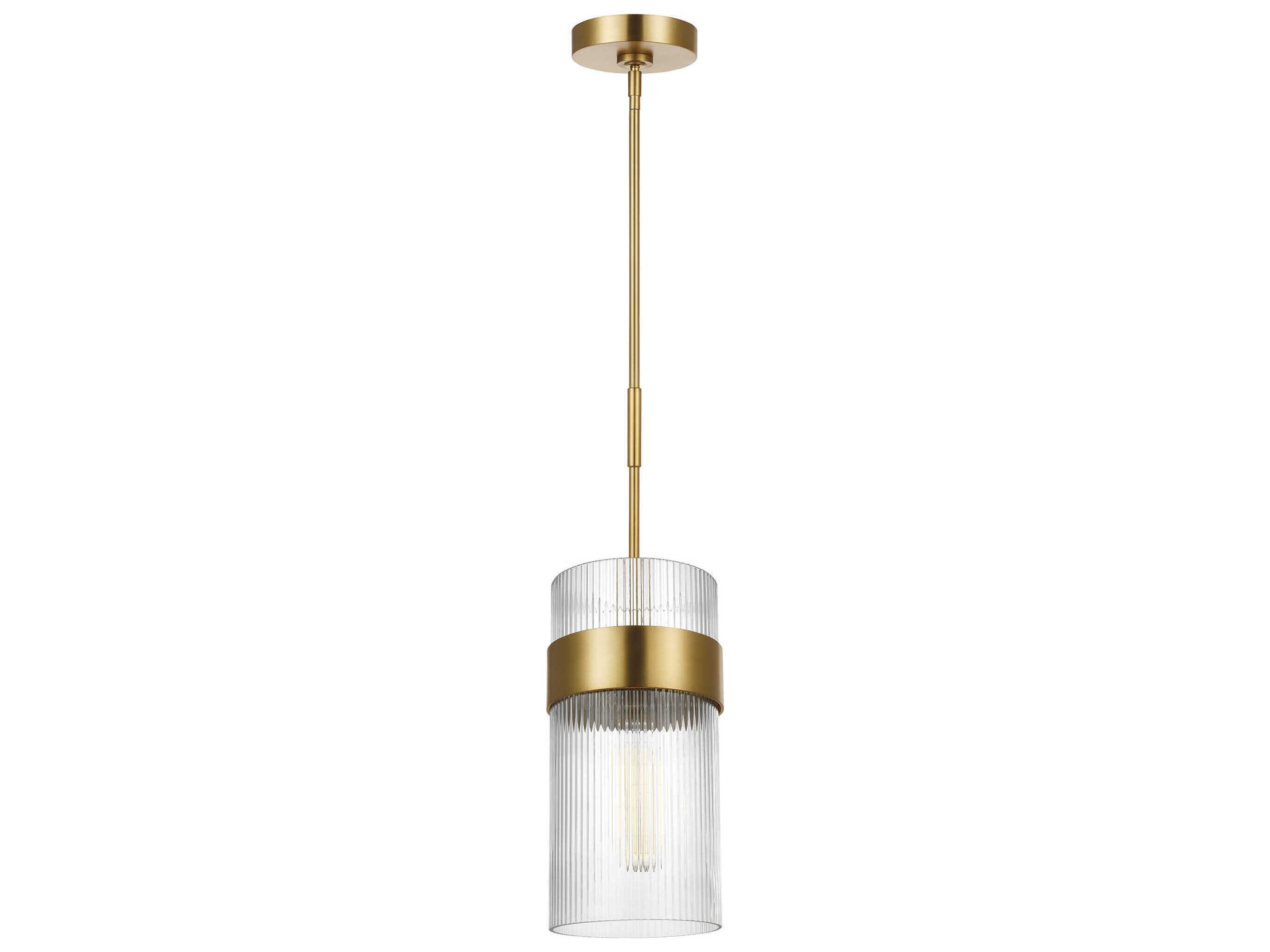 Visual Comfort Studio Geneva 1-Light Burnished Brass Cylinder Mini Pendant