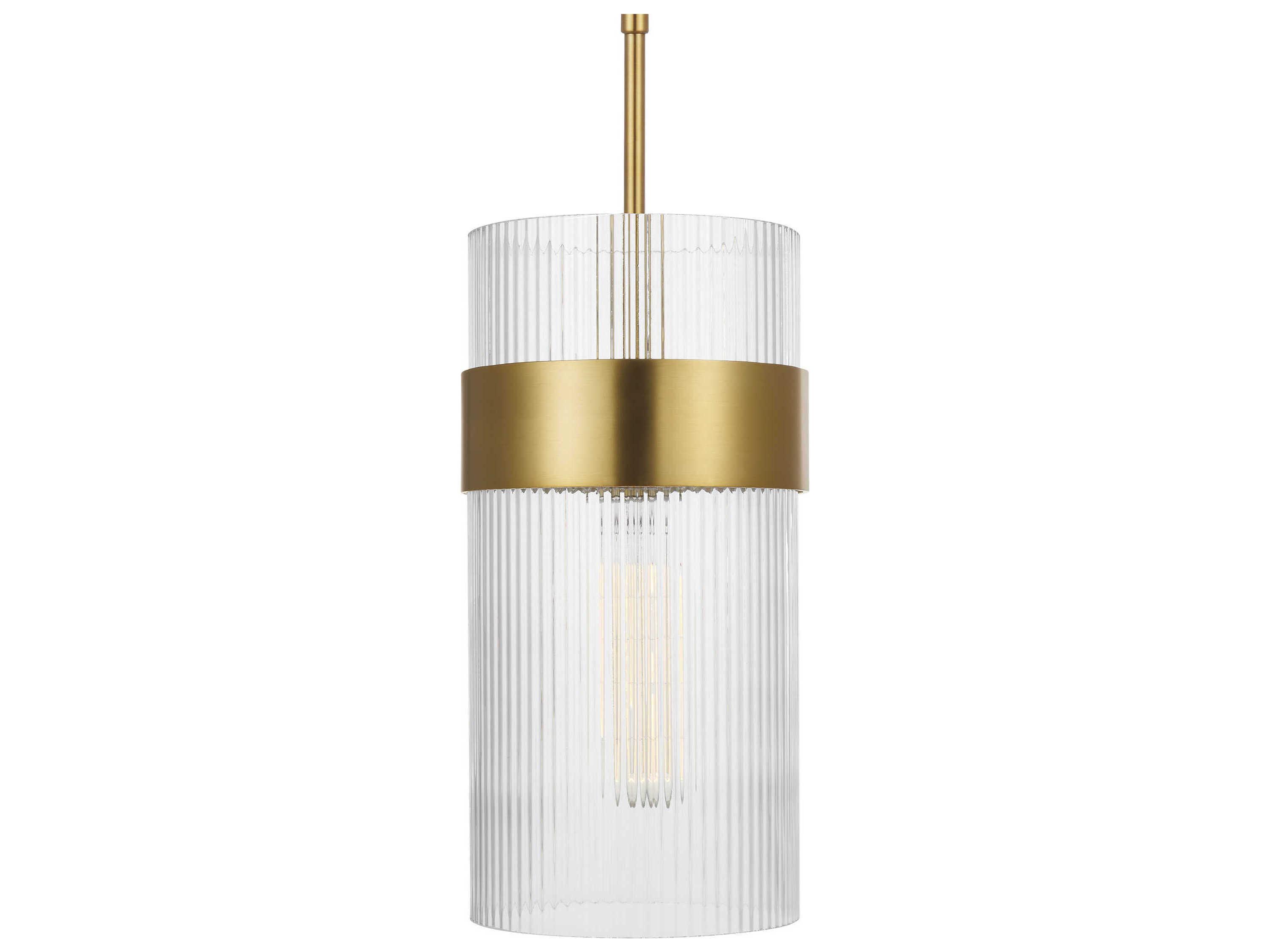 Visual Comfort Studio Geneva 1-Light Burnished Brass Cylinder Mini Pendant