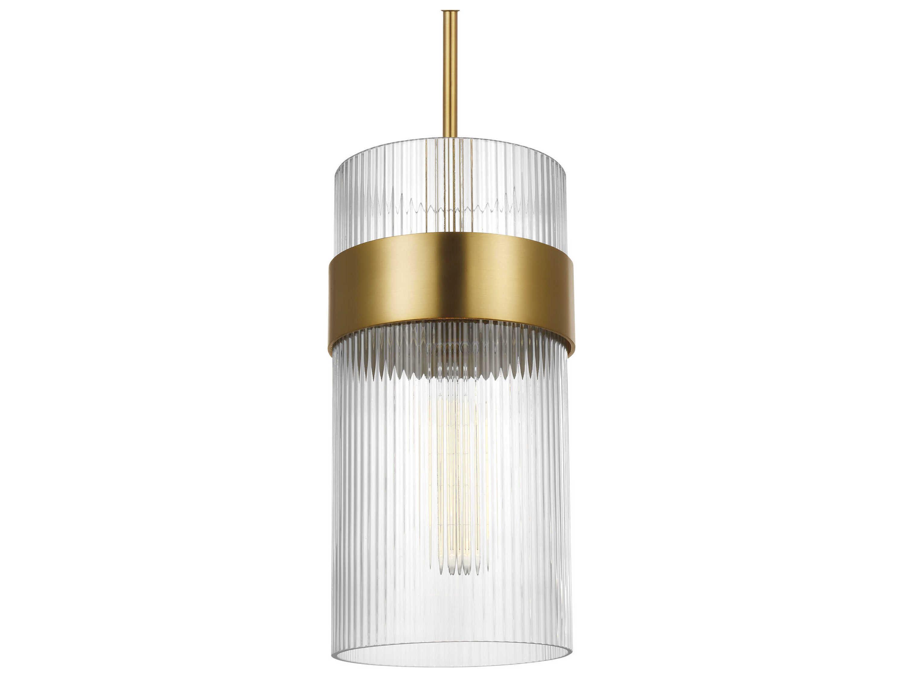Visual Comfort Studio Geneva 1-Light Burnished Brass Cylinder Mini Pendant