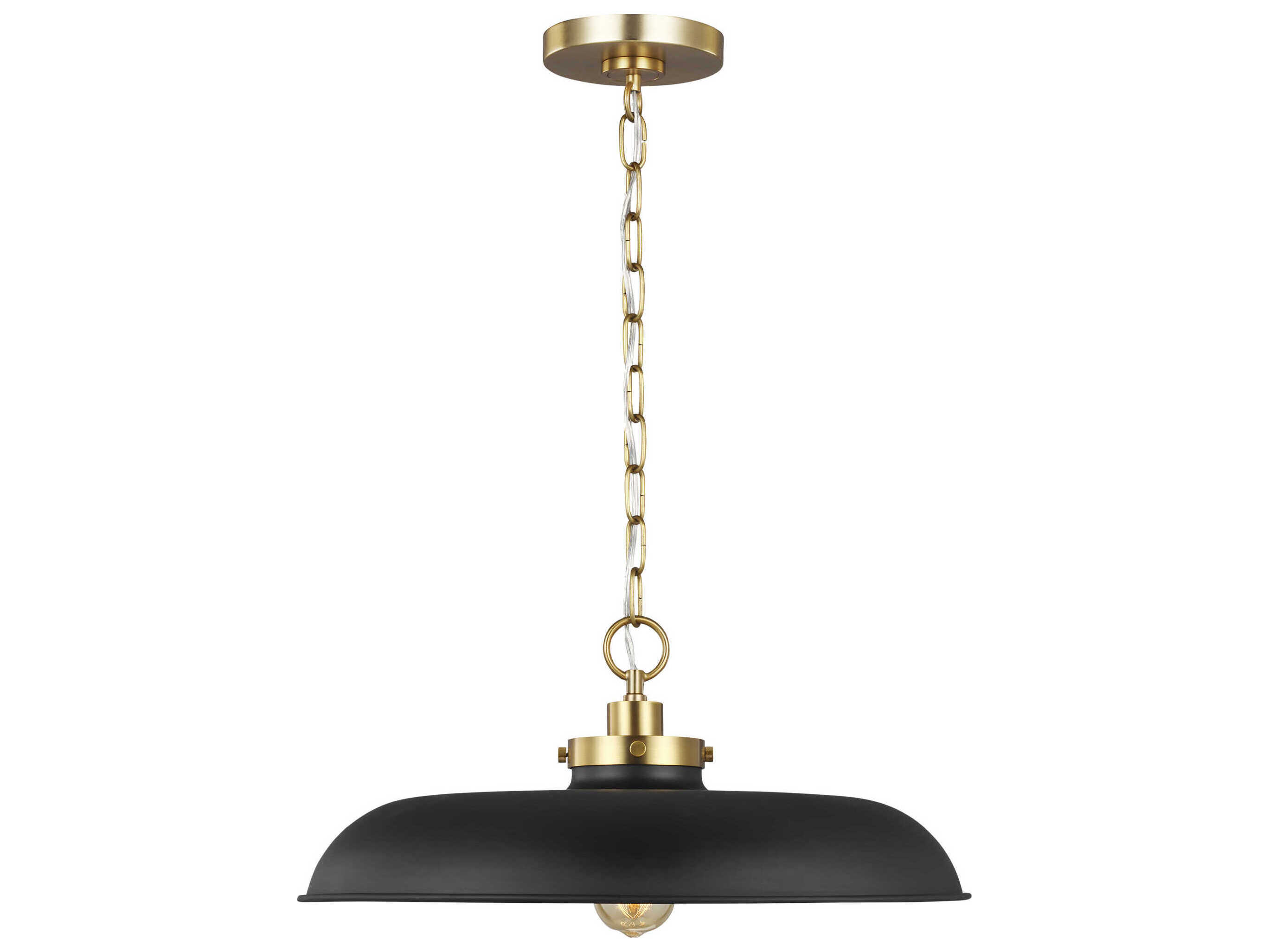 Visual Comfort Studio Wellfleet 1-Light Midnight Black Burnished Brass Pendant
