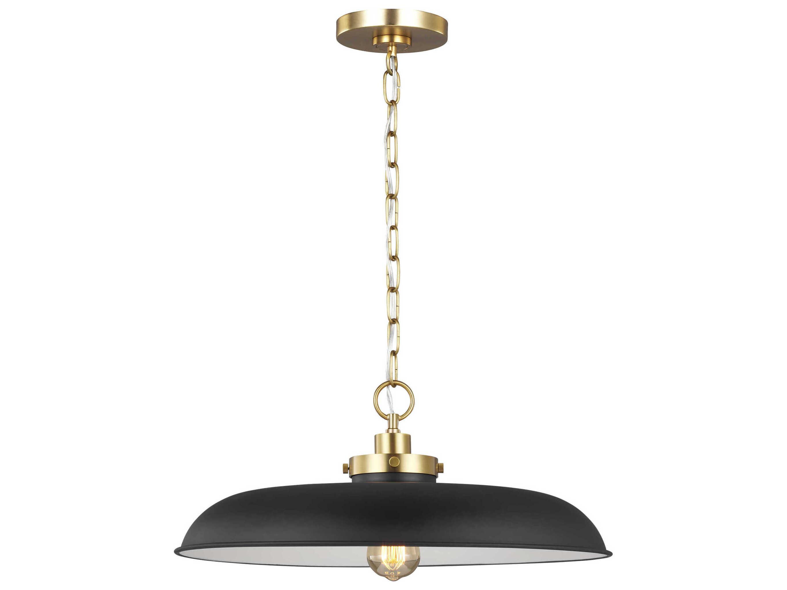Visual Comfort Studio Wellfleet 1-Light Midnight Black Burnished Brass Pendant