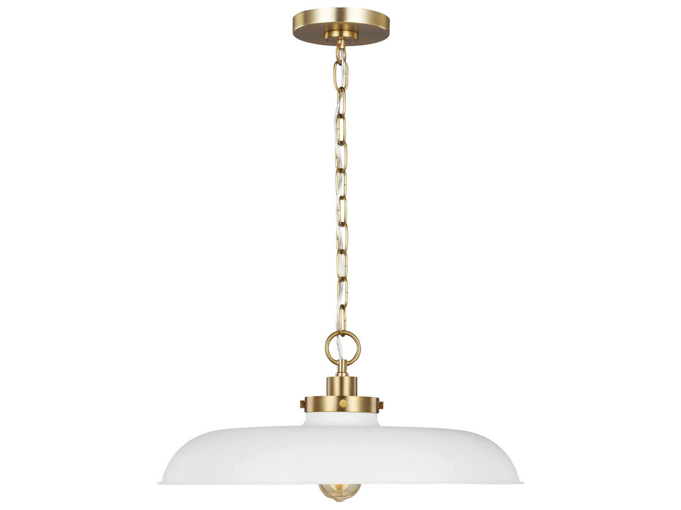 Visual Comfort Studio Wellfleet 1-Light Matte White Burnished Brass Pendant