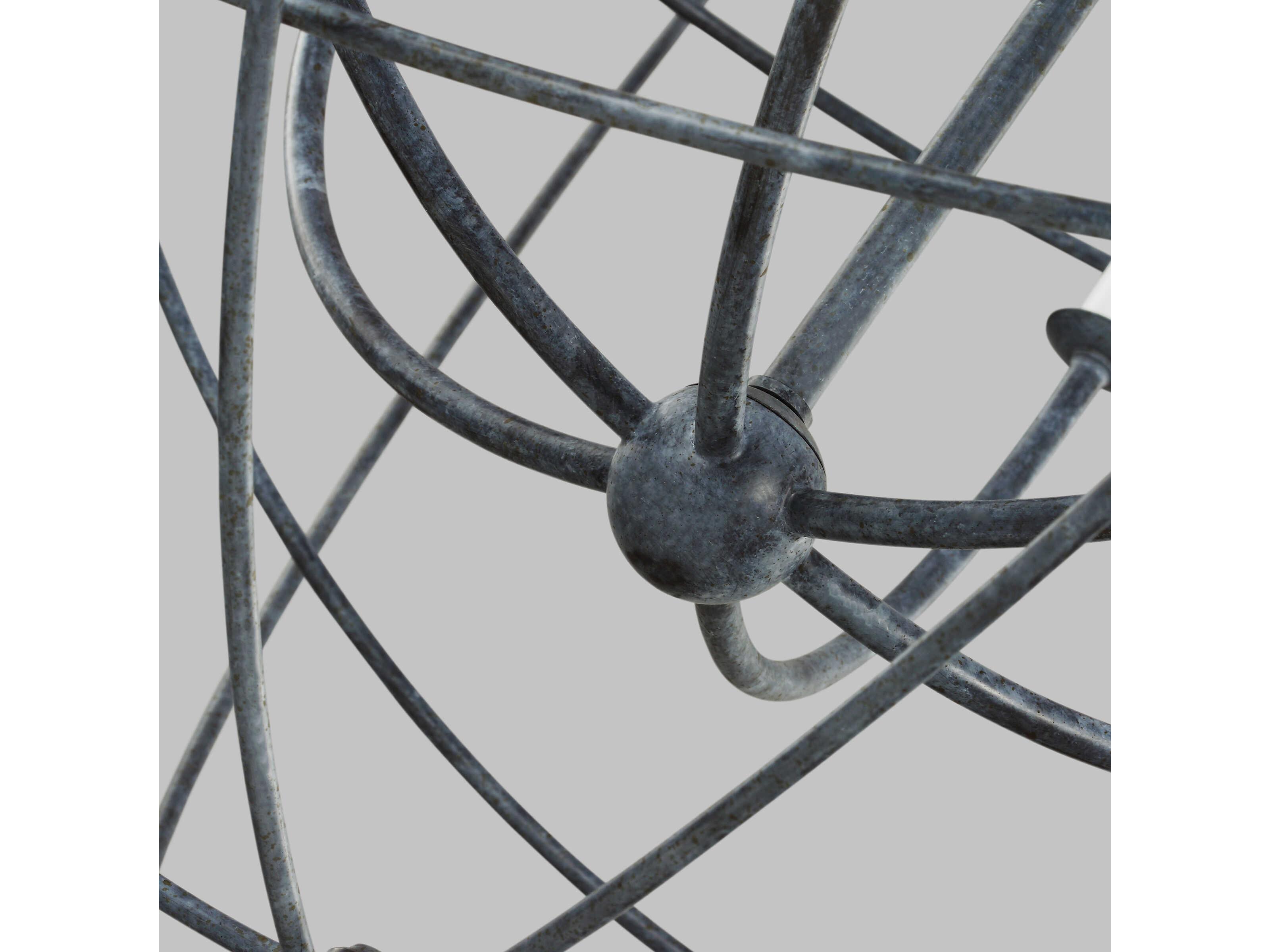 Visual Comfort Studio Bayberry 6-Light Weathered Galvanized Black Candelabra Globe Chandelier