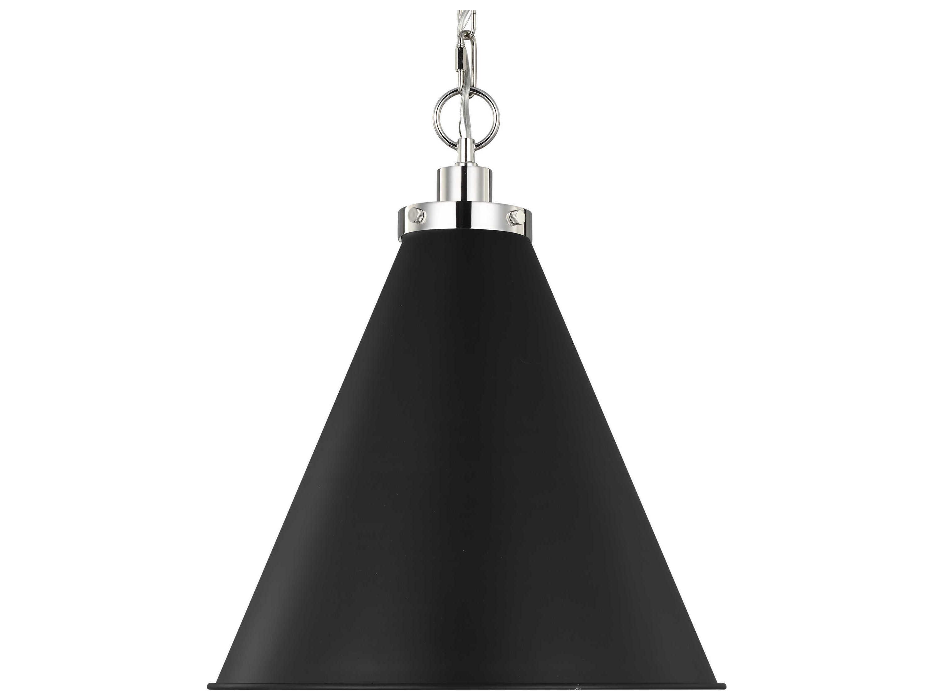 Visual Comfort Studio Wellfleet 1-Light Midnight Black Polished Nickel Pendant