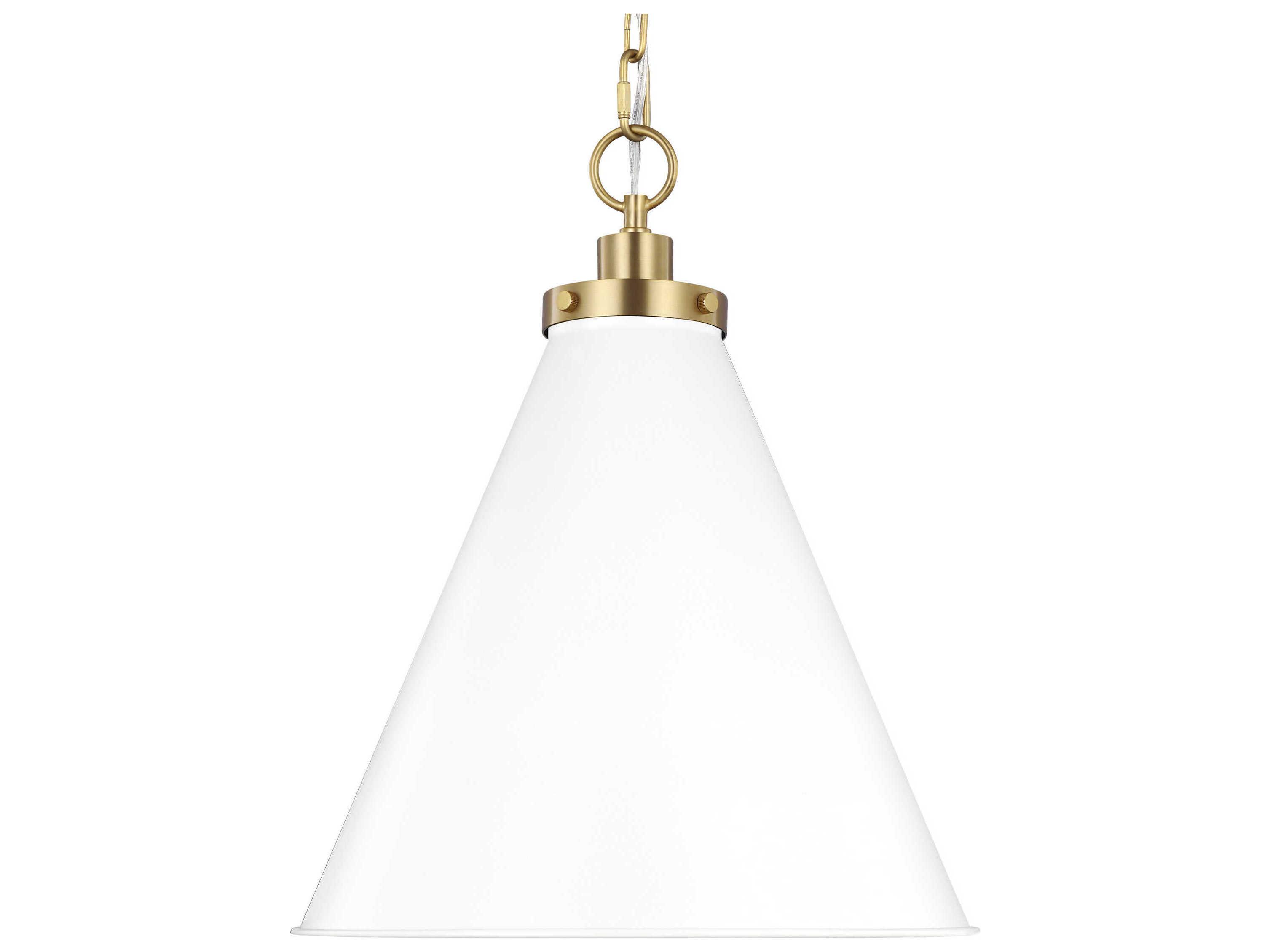 Visual Comfort Studio Wellfleet 1-Light Matte White Burnished Brass Pendant
