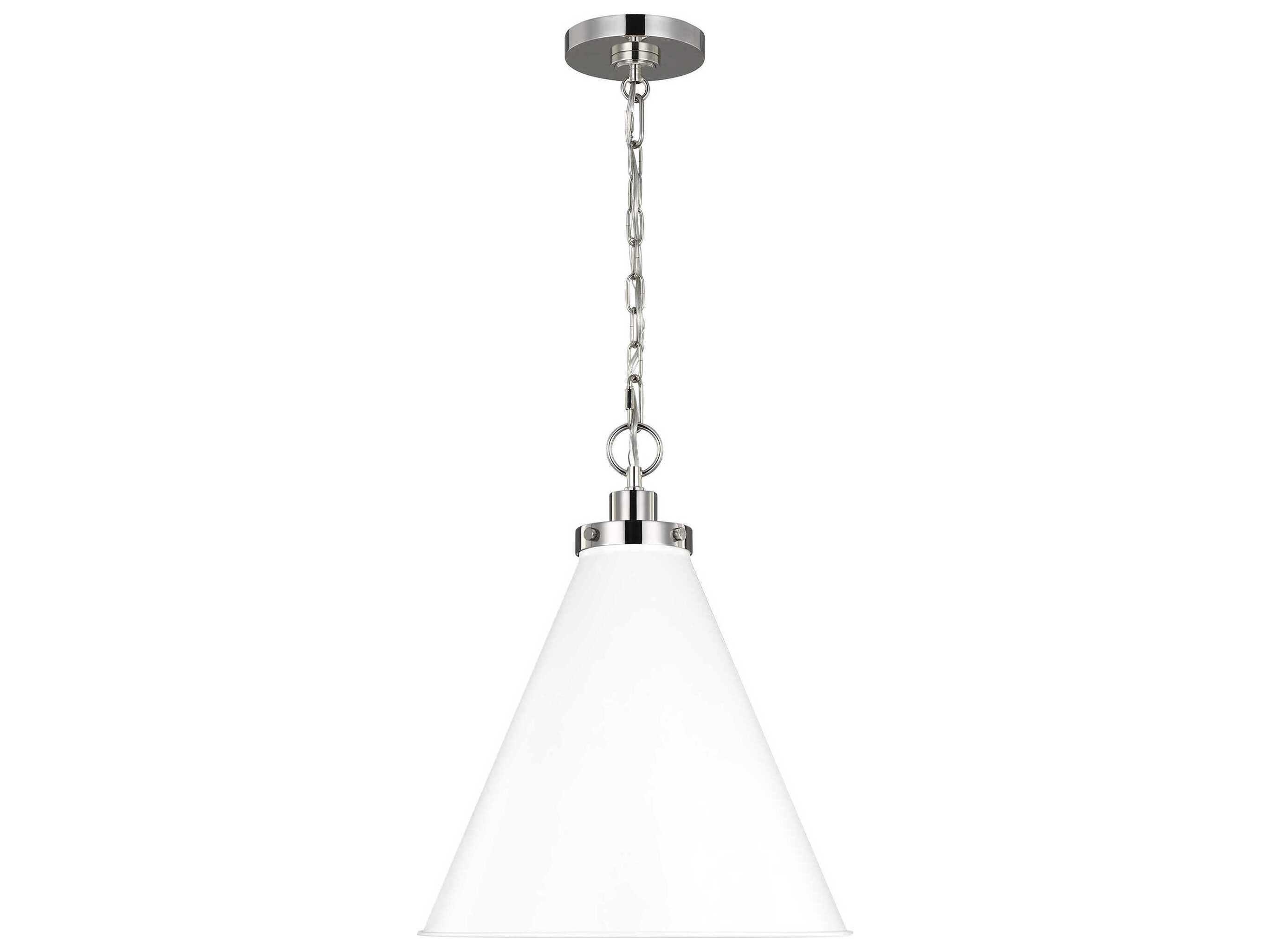Visual Comfort Studio Wellfleet 1-Light Matte White Polished Nickel Pendant