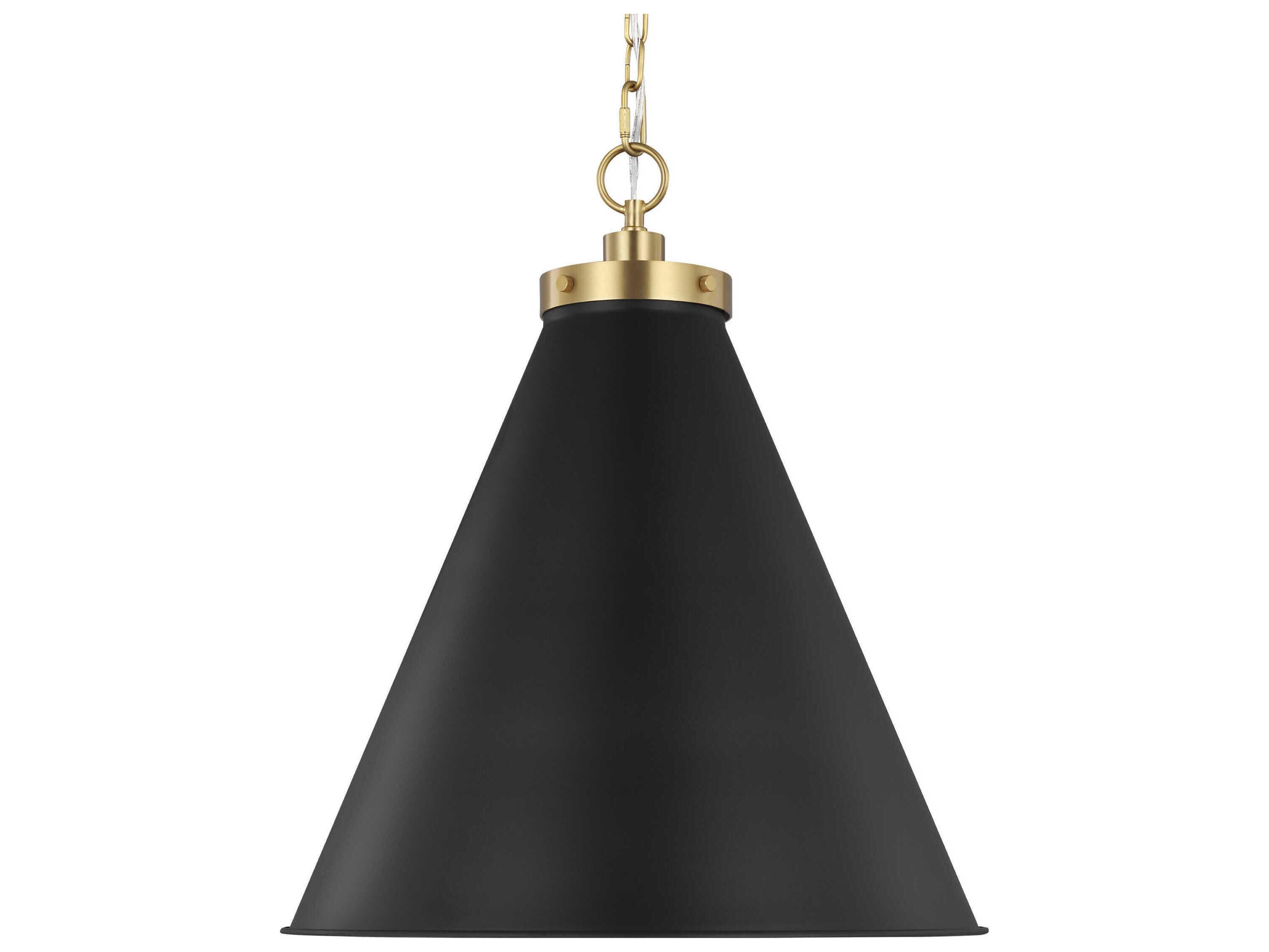 Visual Comfort Studio Wellfleet 1-Light Midnight Black Burnished Brass Pendant