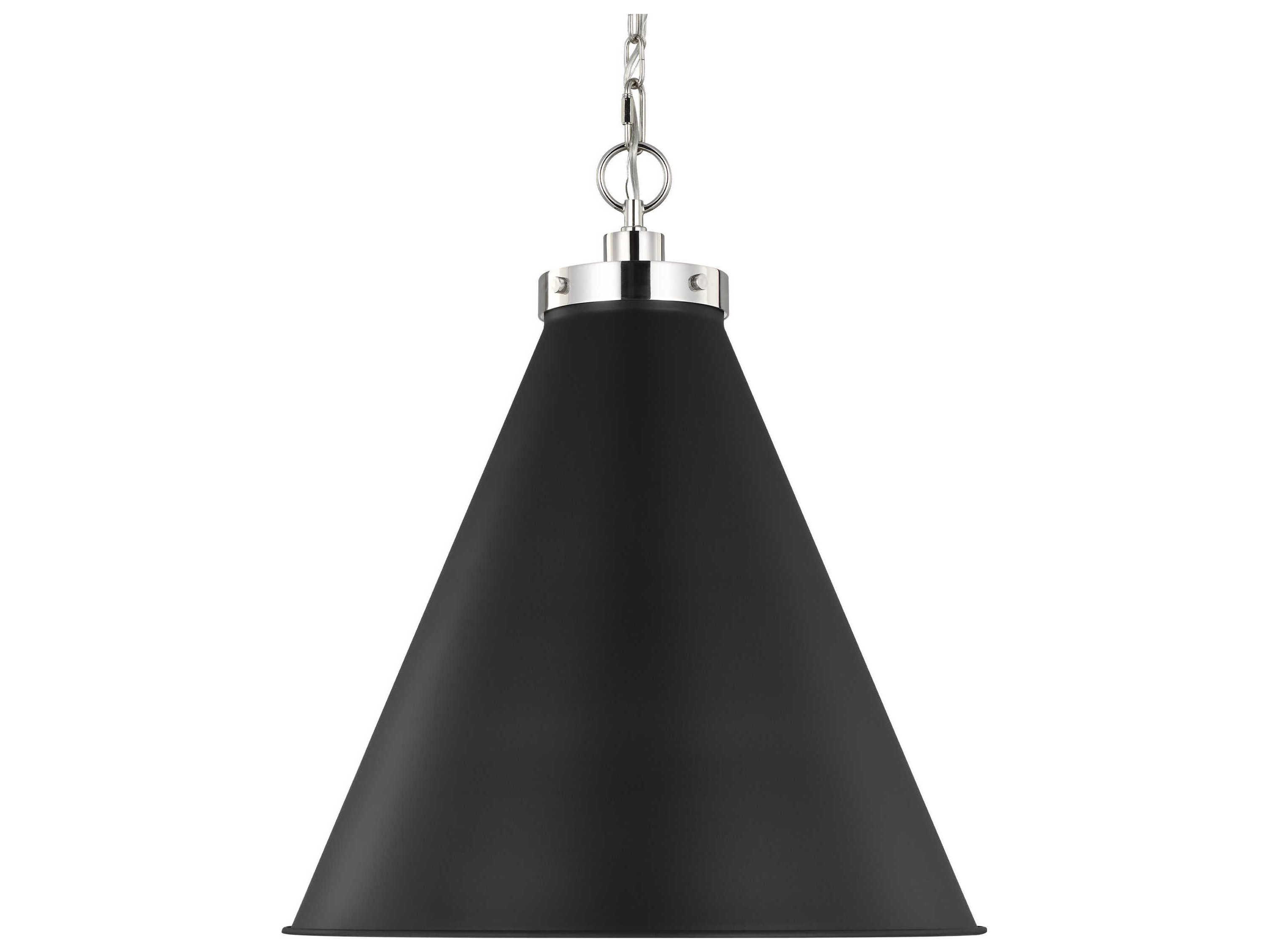 Visual Comfort Studio Wellfleet 1-Light Midnight Black Polished Nickel Pendant