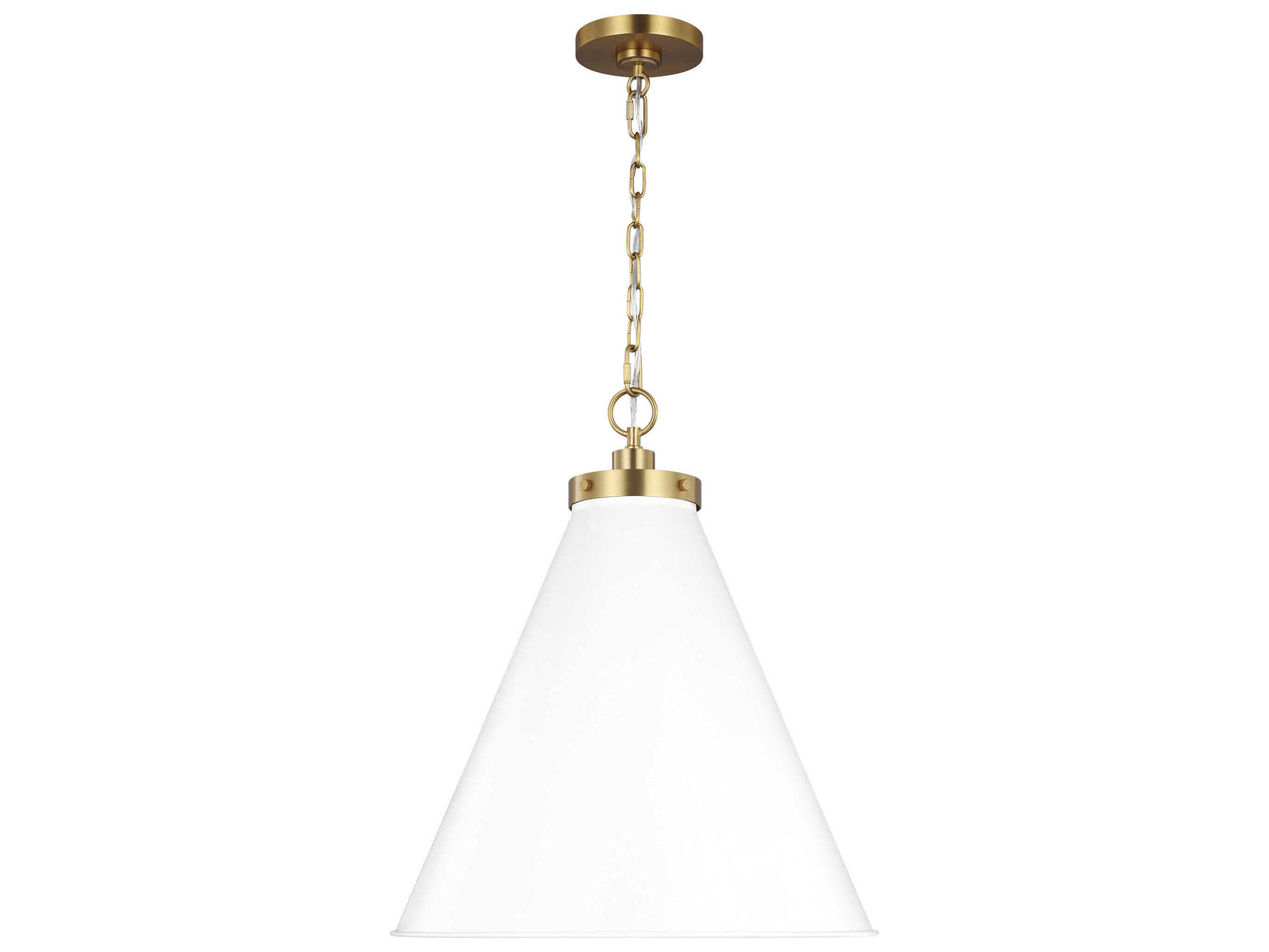 Visual Comfort Studio Wellfleet 1-Light Matte White Burnished Brass Pendant