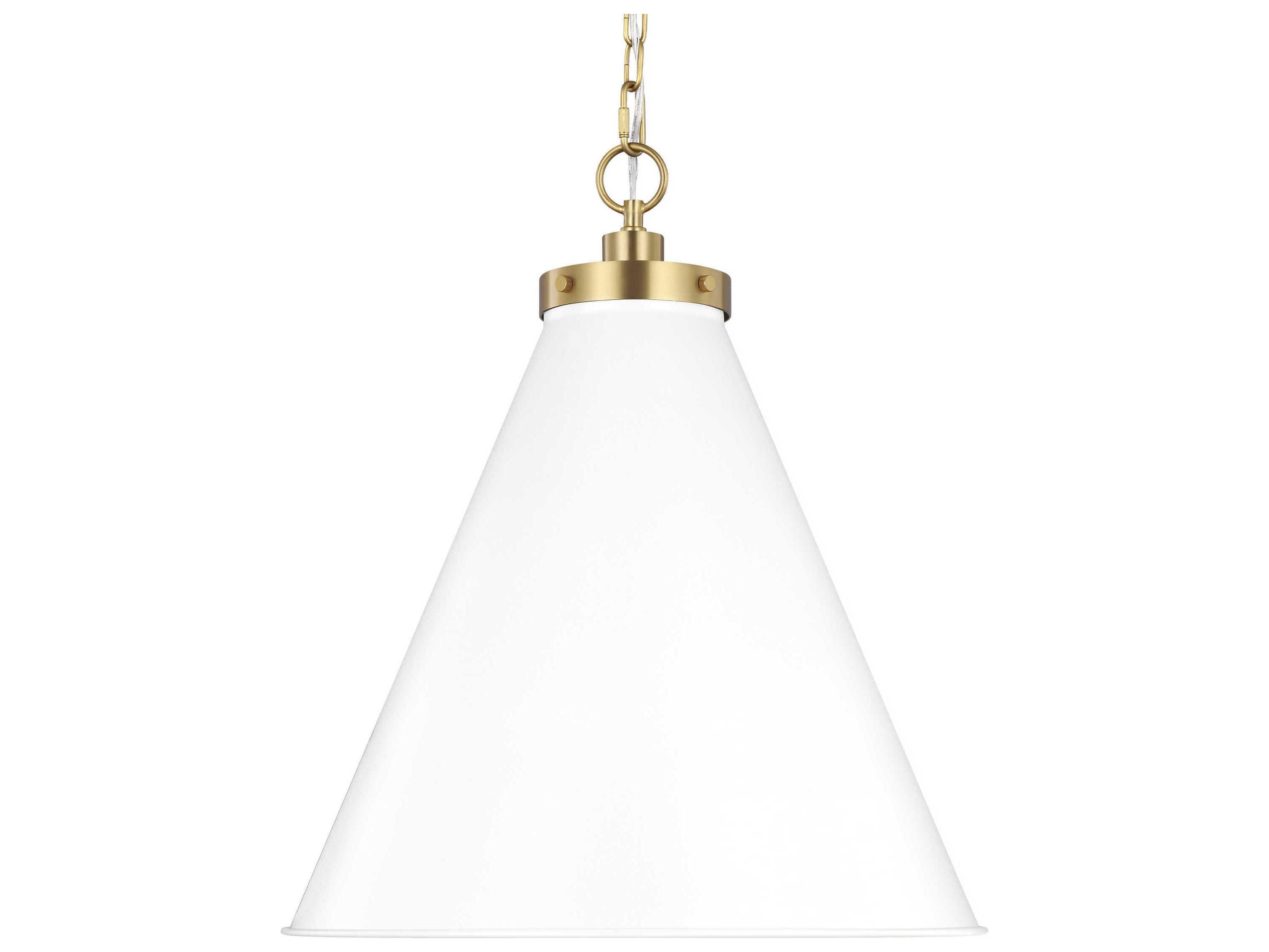 Visual Comfort Studio Wellfleet 1-Light Matte White Burnished Brass Pendant