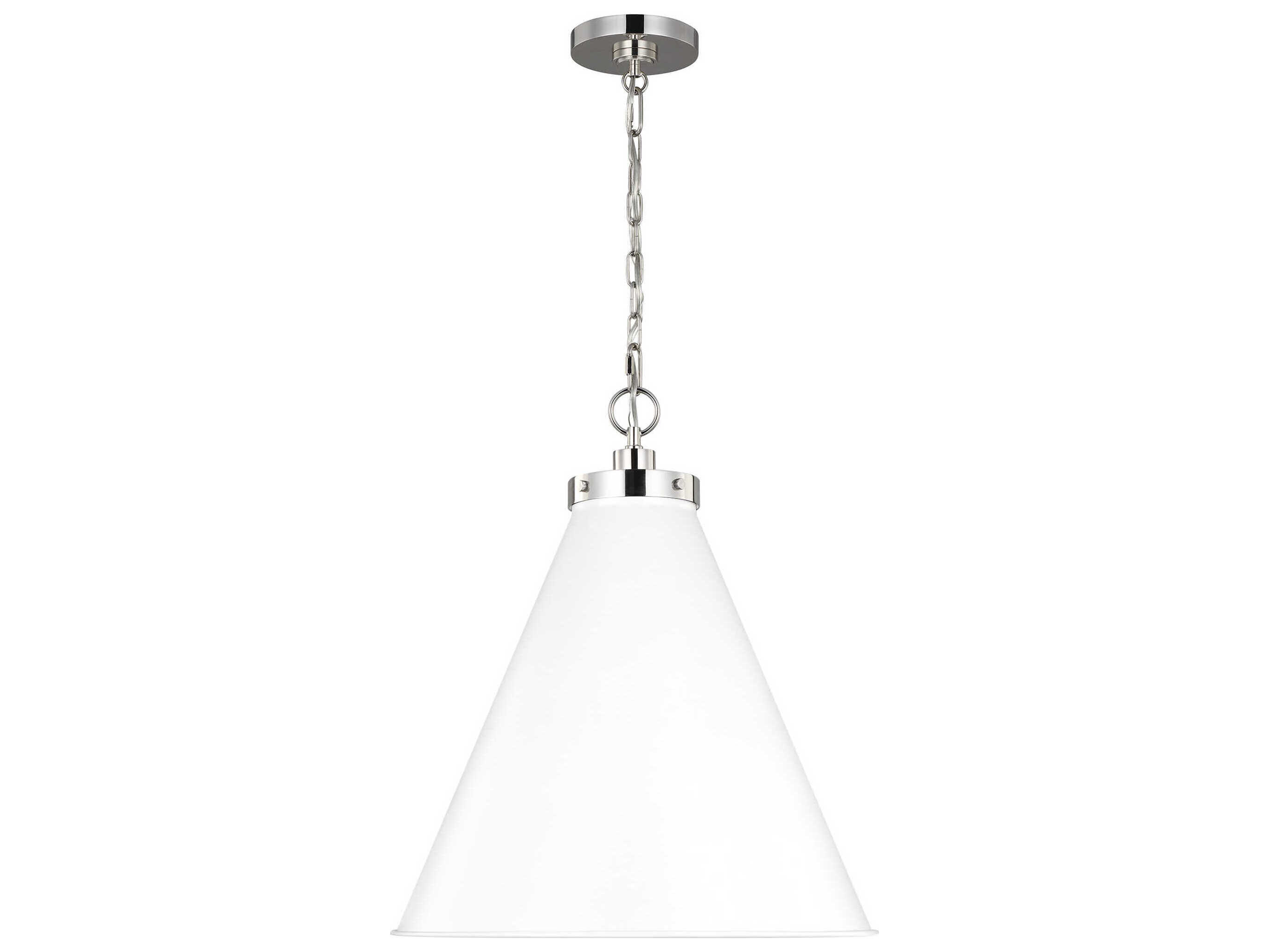 Visual Comfort Studio Wellfleet 1-Light Matte White Polished Nickel Pendant