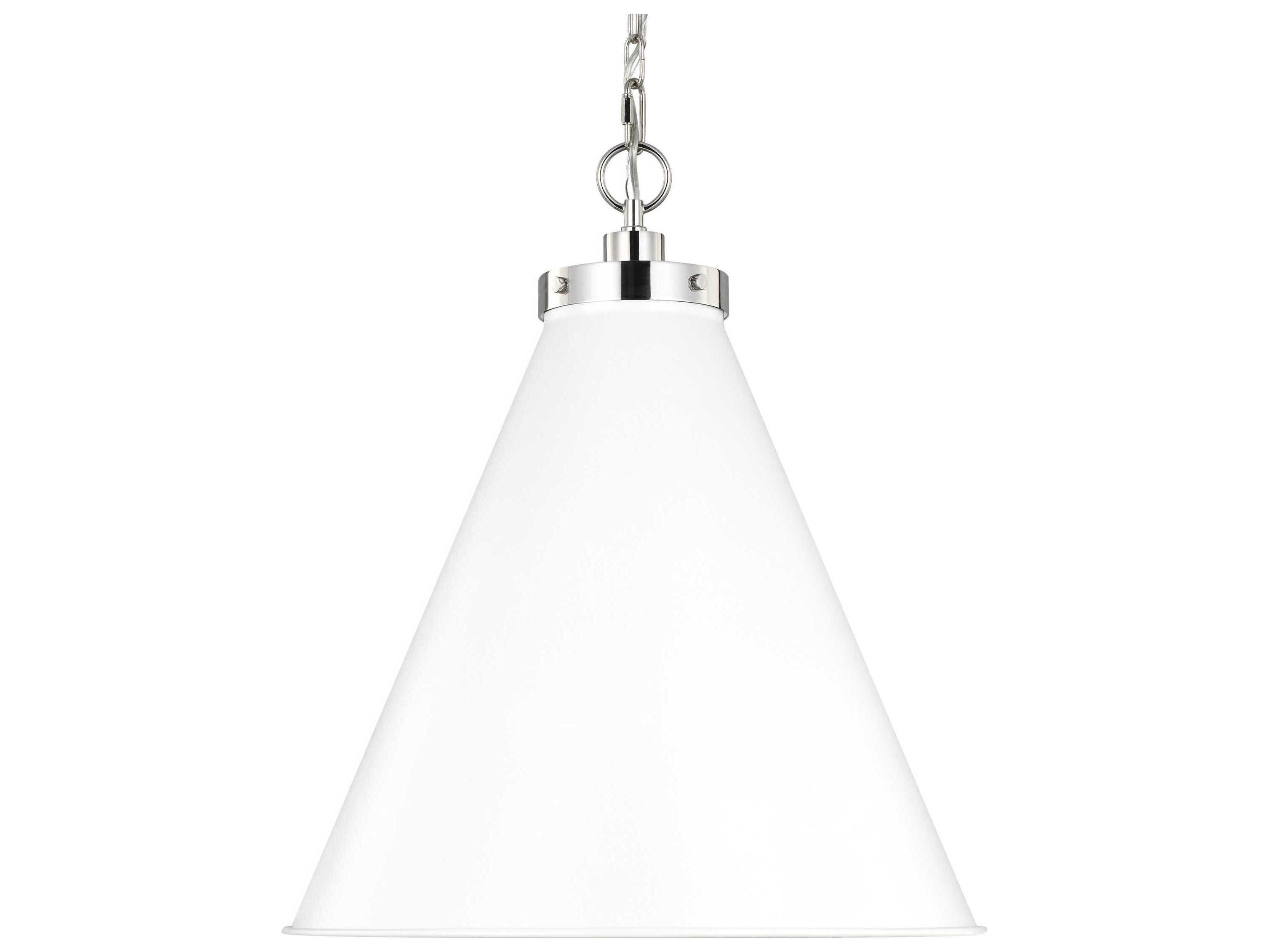 Visual Comfort Studio Wellfleet 1-Light Matte White Polished Nickel Pendant