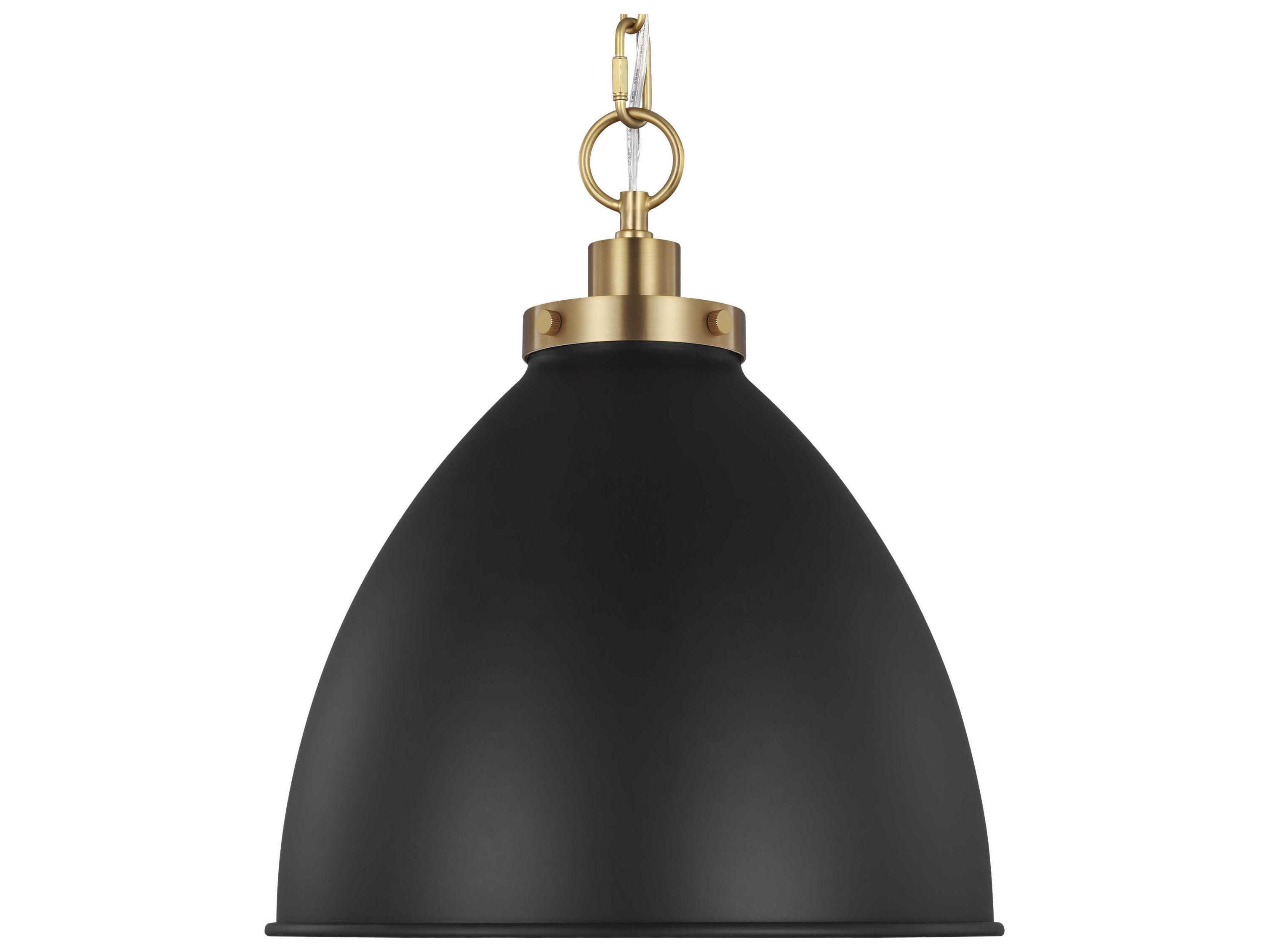 Visual Comfort Studio Wellfleet 1-Light Midnight Black Burnished Brass Dome Pendant