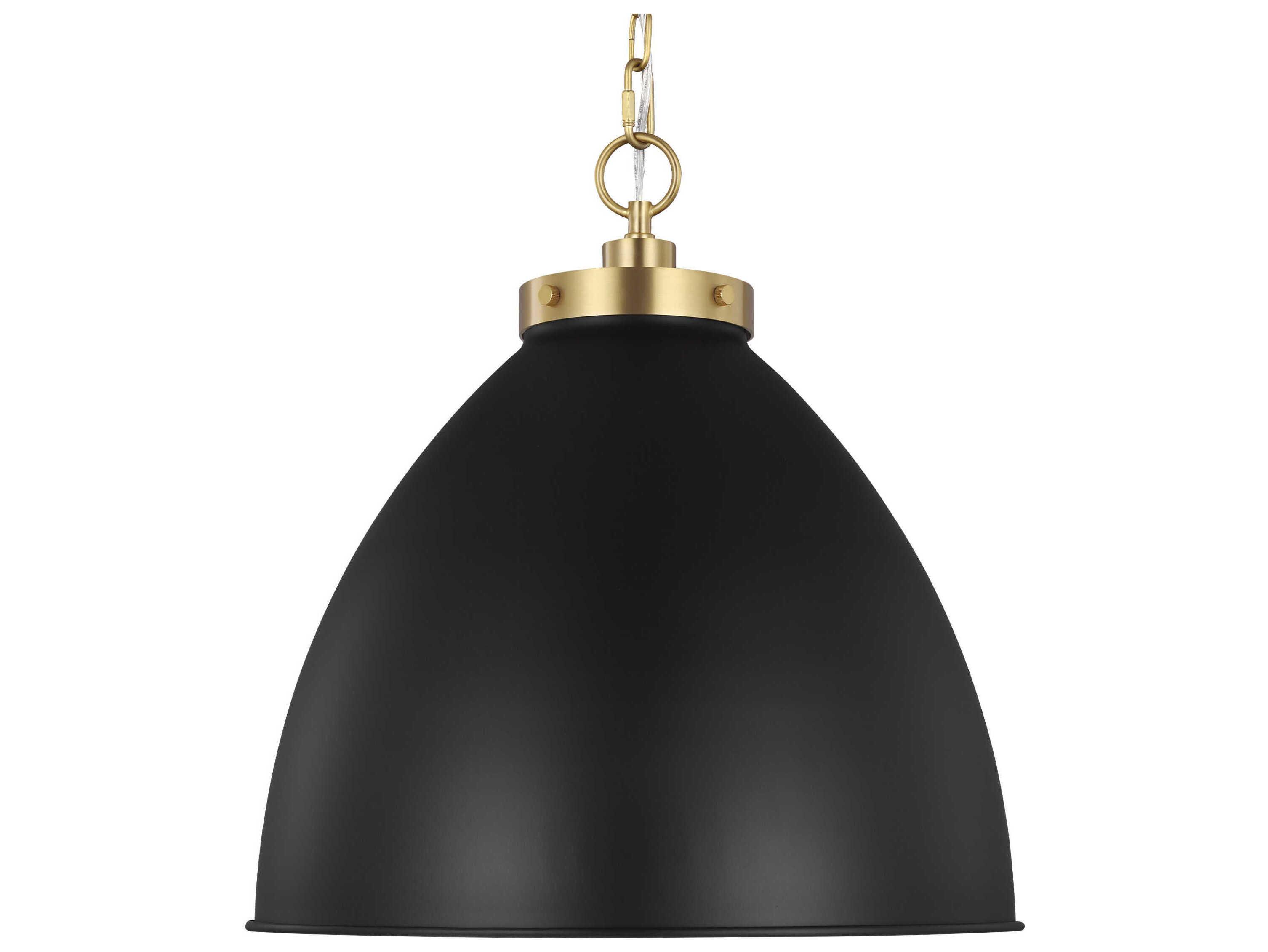 Visual Comfort Studio Wellfleet 1-Light Midnight Black Burnished Brass Dome Pendant