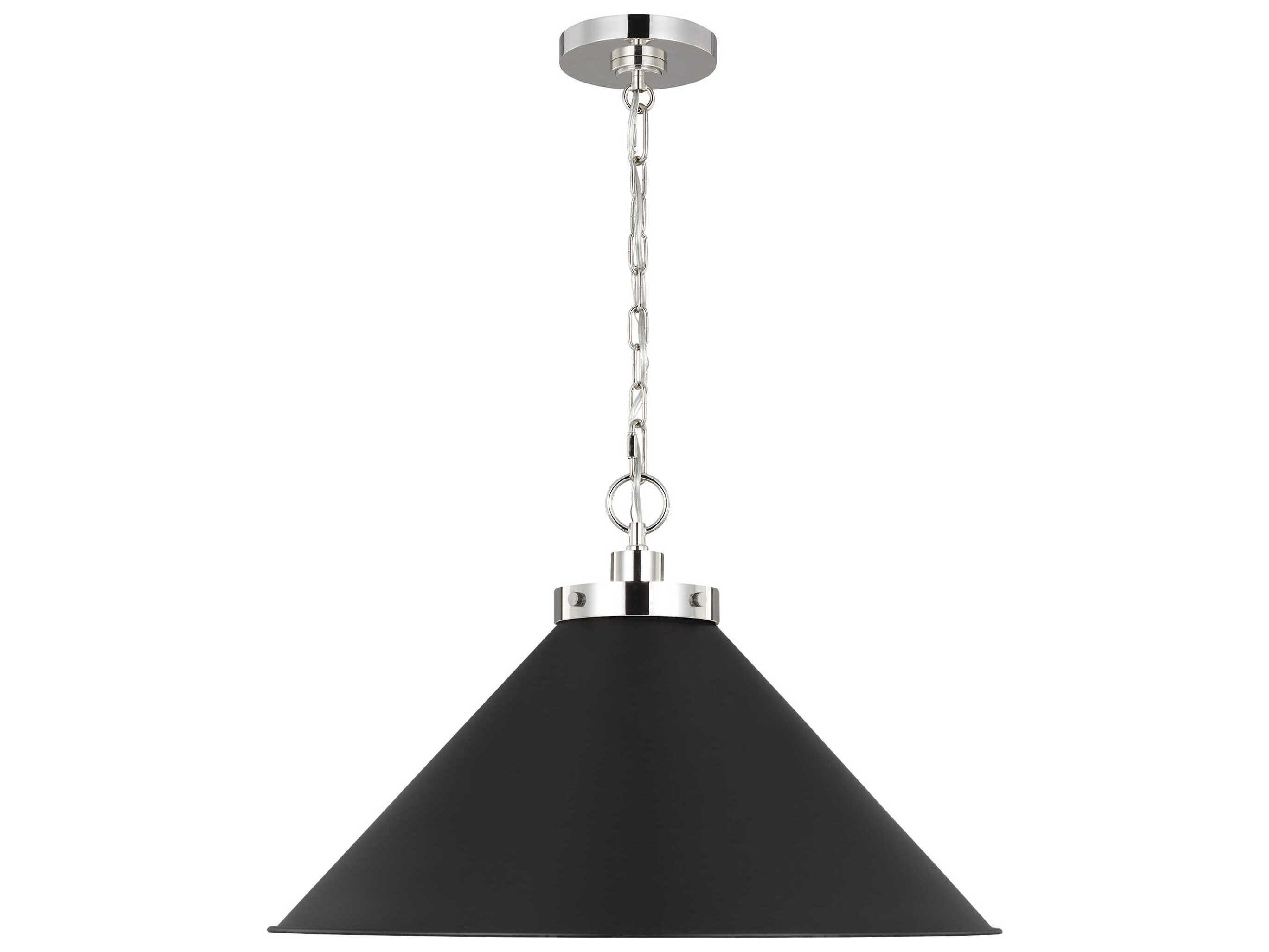Visual Comfort Studio Wellfleet 1-Light Midnight Black Polished Nickel Pendant