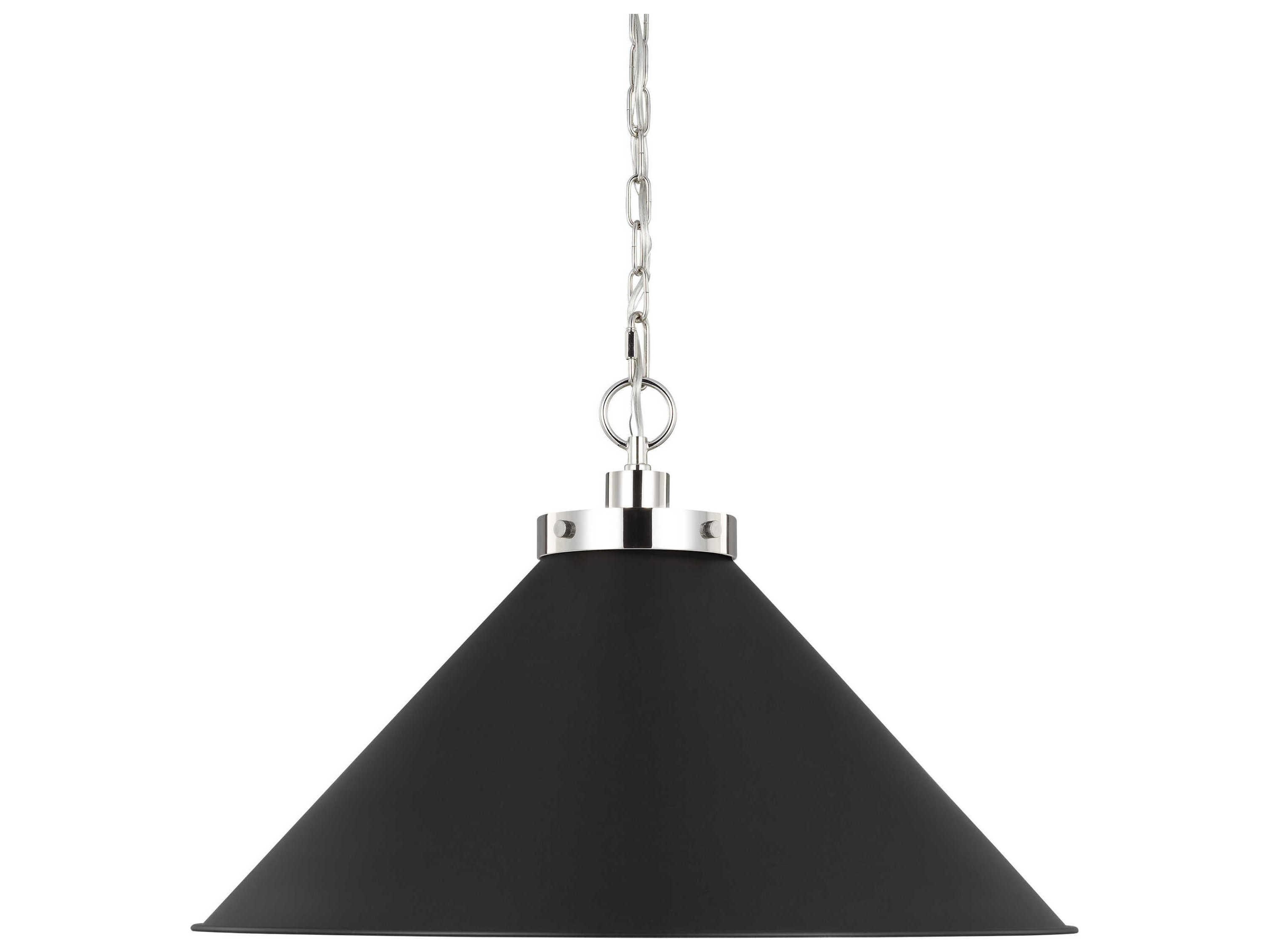 Visual Comfort Studio Wellfleet 1-Light Midnight Black Polished Nickel Pendant