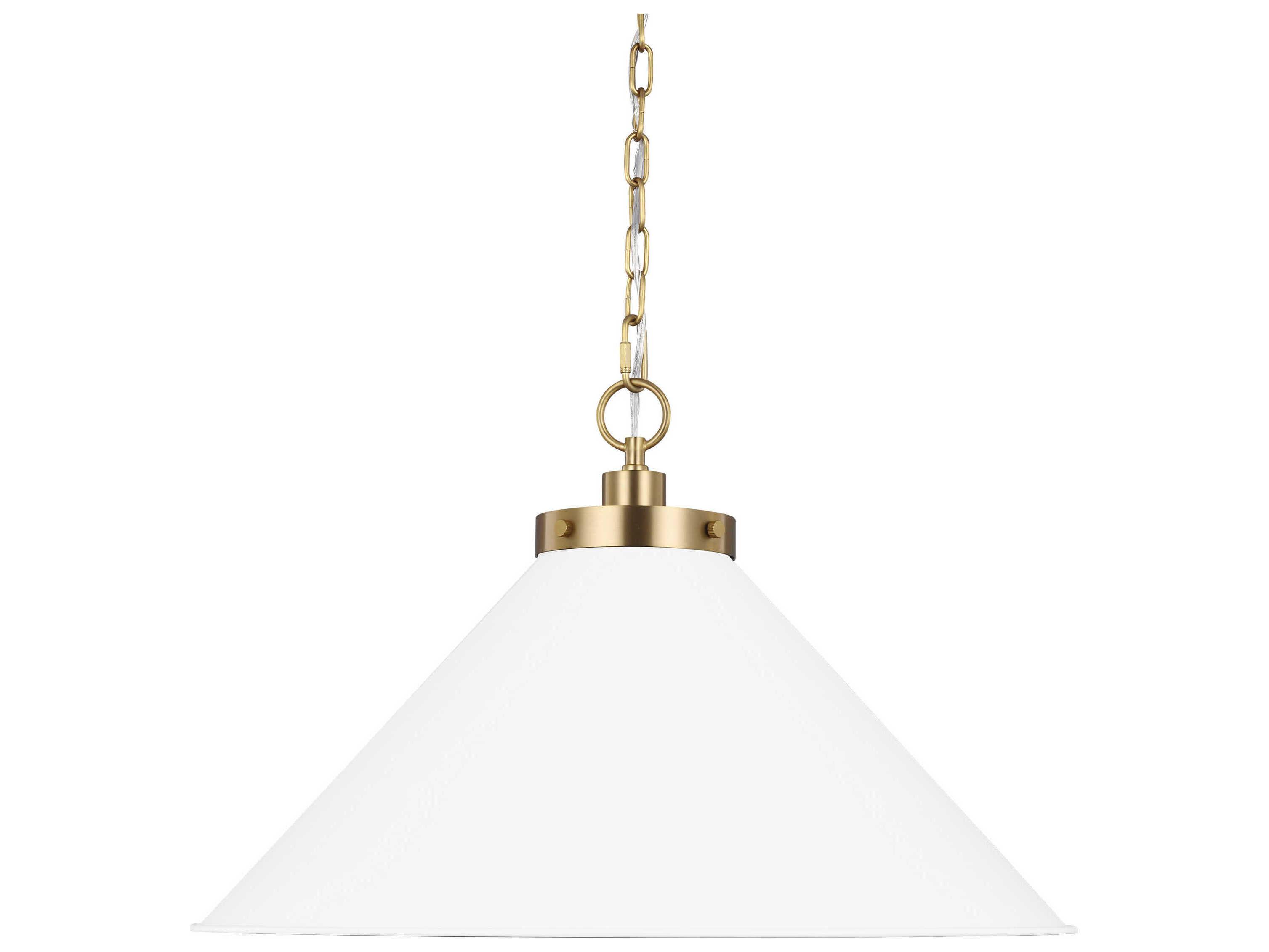 Visual Comfort Studio Wellfleet 1-Light Matte White Burnished Brass Pendant