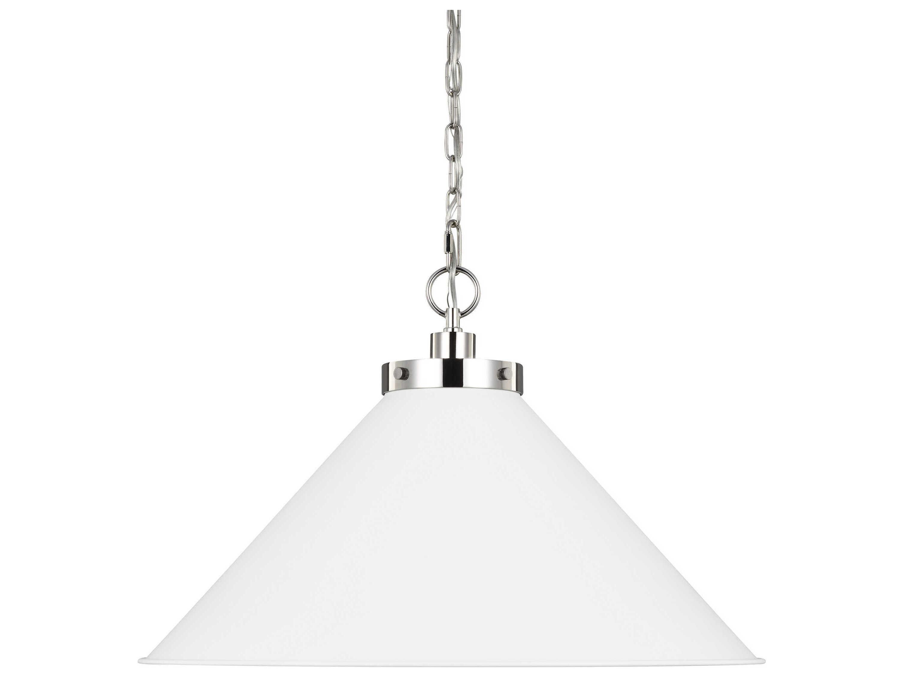 Visual Comfort Studio Wellfleet 1-Light Matte White Polished Nickel Pendant