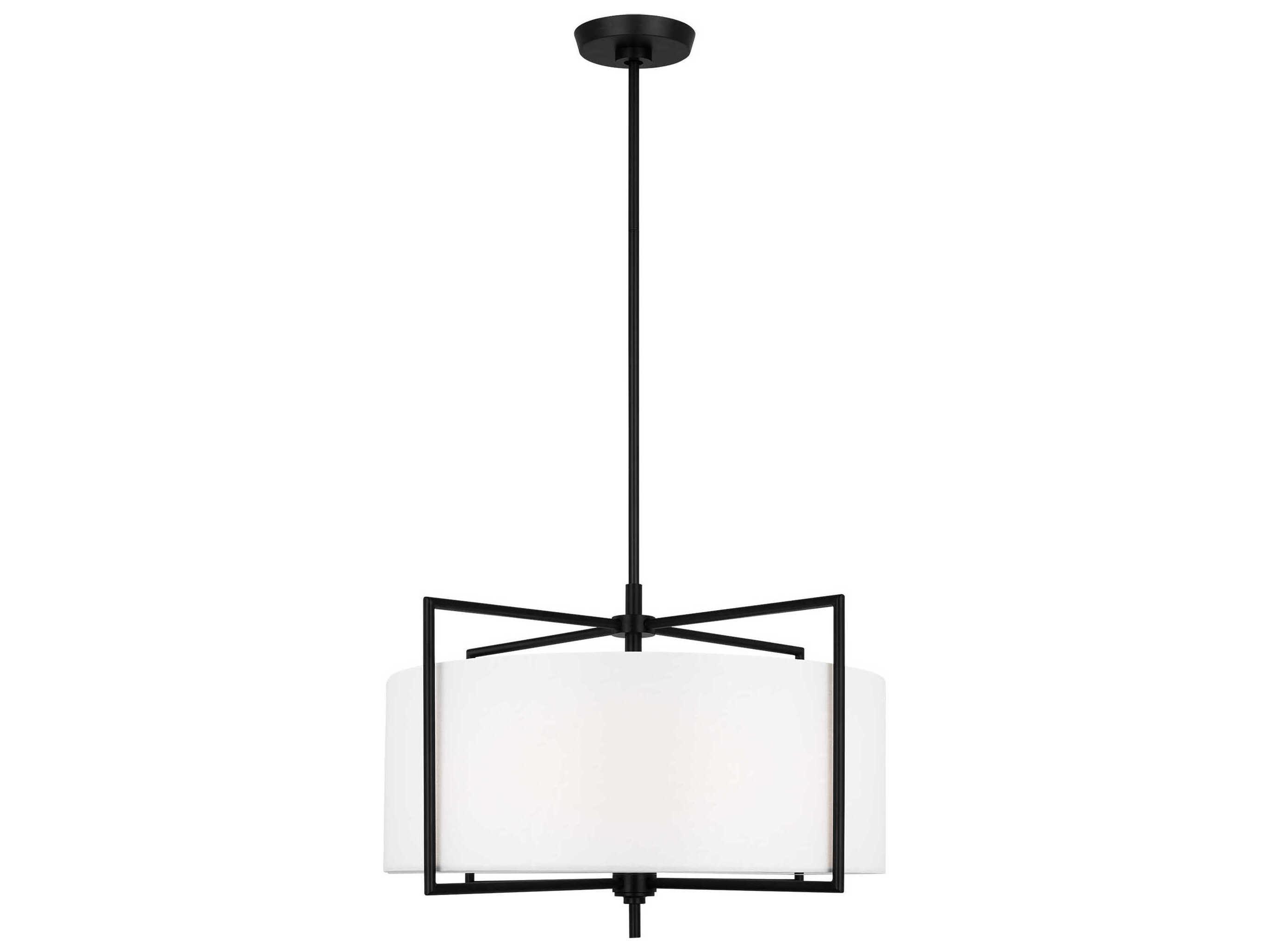 Visual Comfort Studio Perno 4-Light Aged Iron Black Drum Pendant