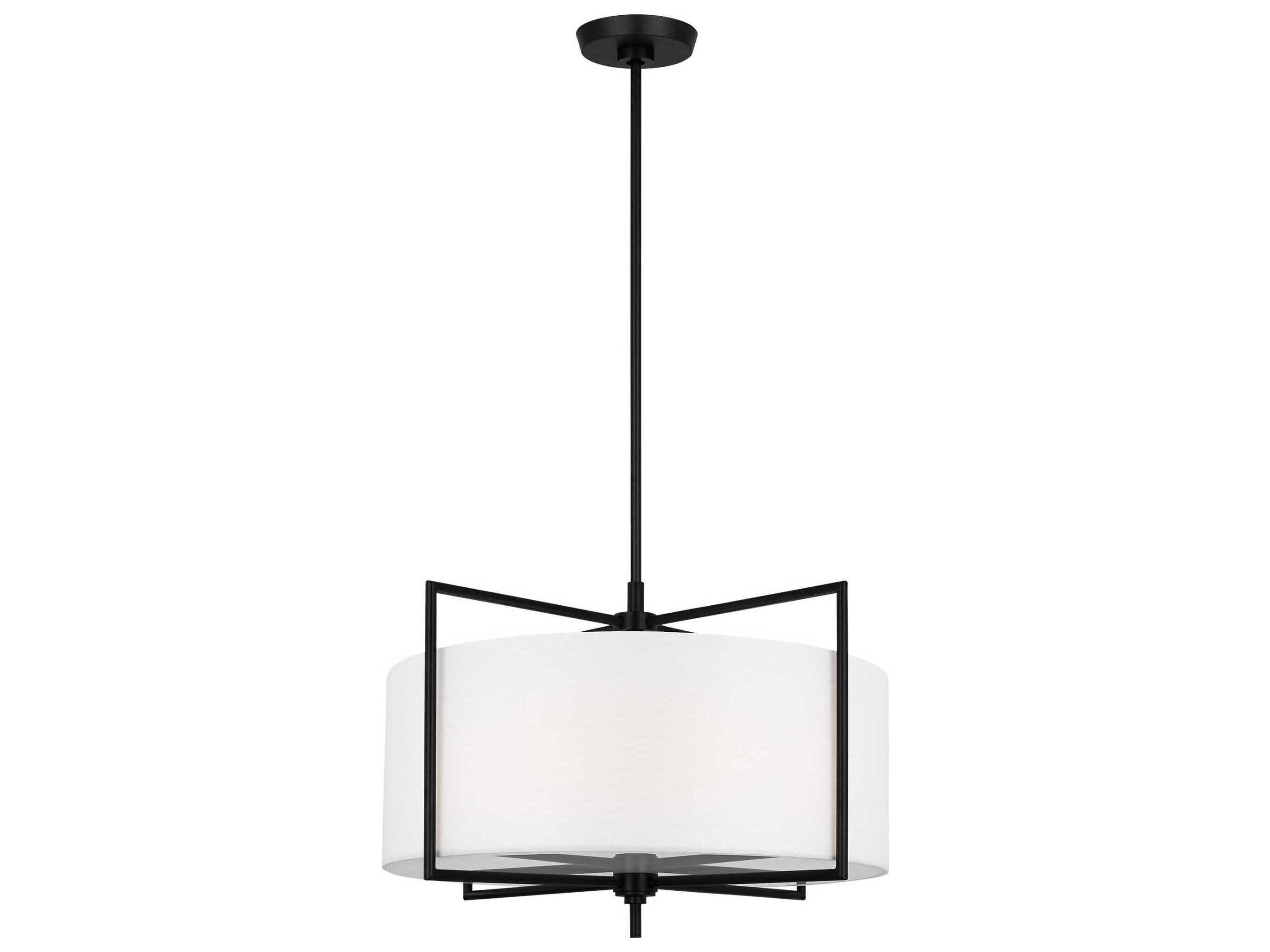 Visual Comfort Studio Perno 4-Light Aged Iron Black Drum Pendant