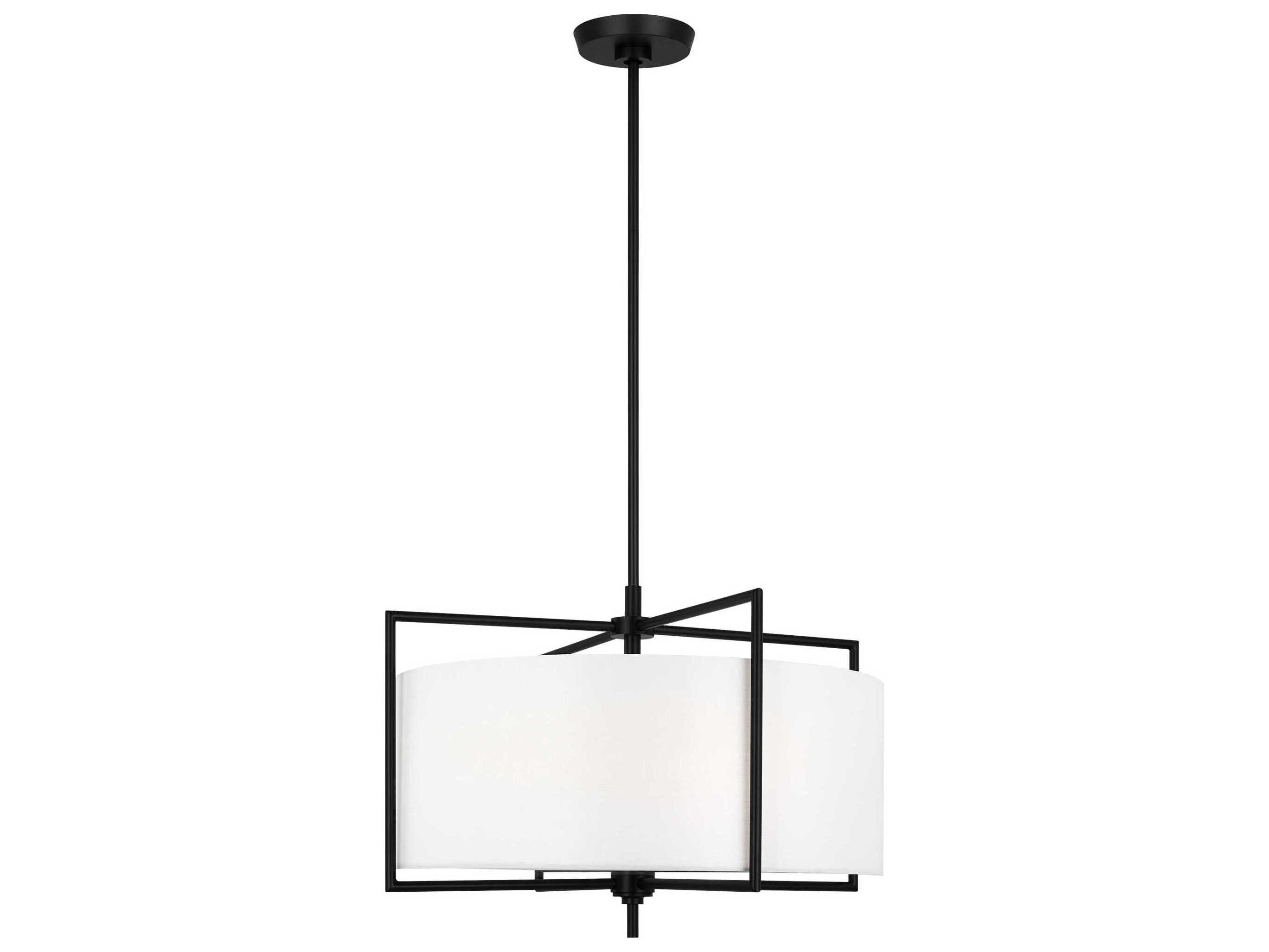 Visual Comfort Studio Perno 4-Light Aged Iron Black Drum Pendant