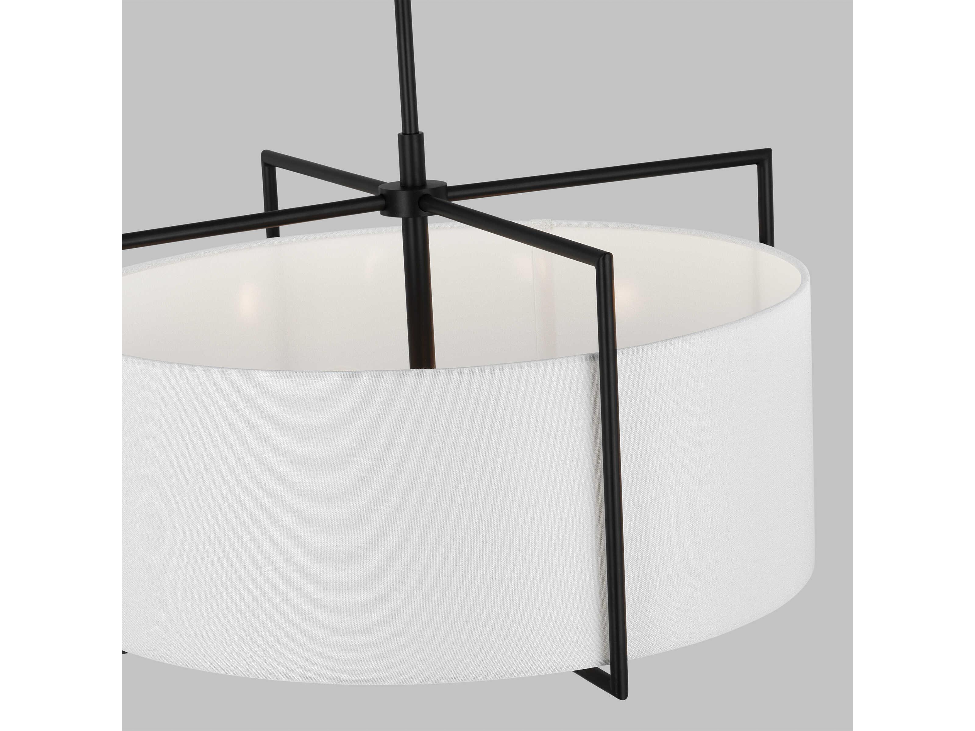 Visual Comfort Studio Perno 4-Light Aged Iron Black Drum Pendant