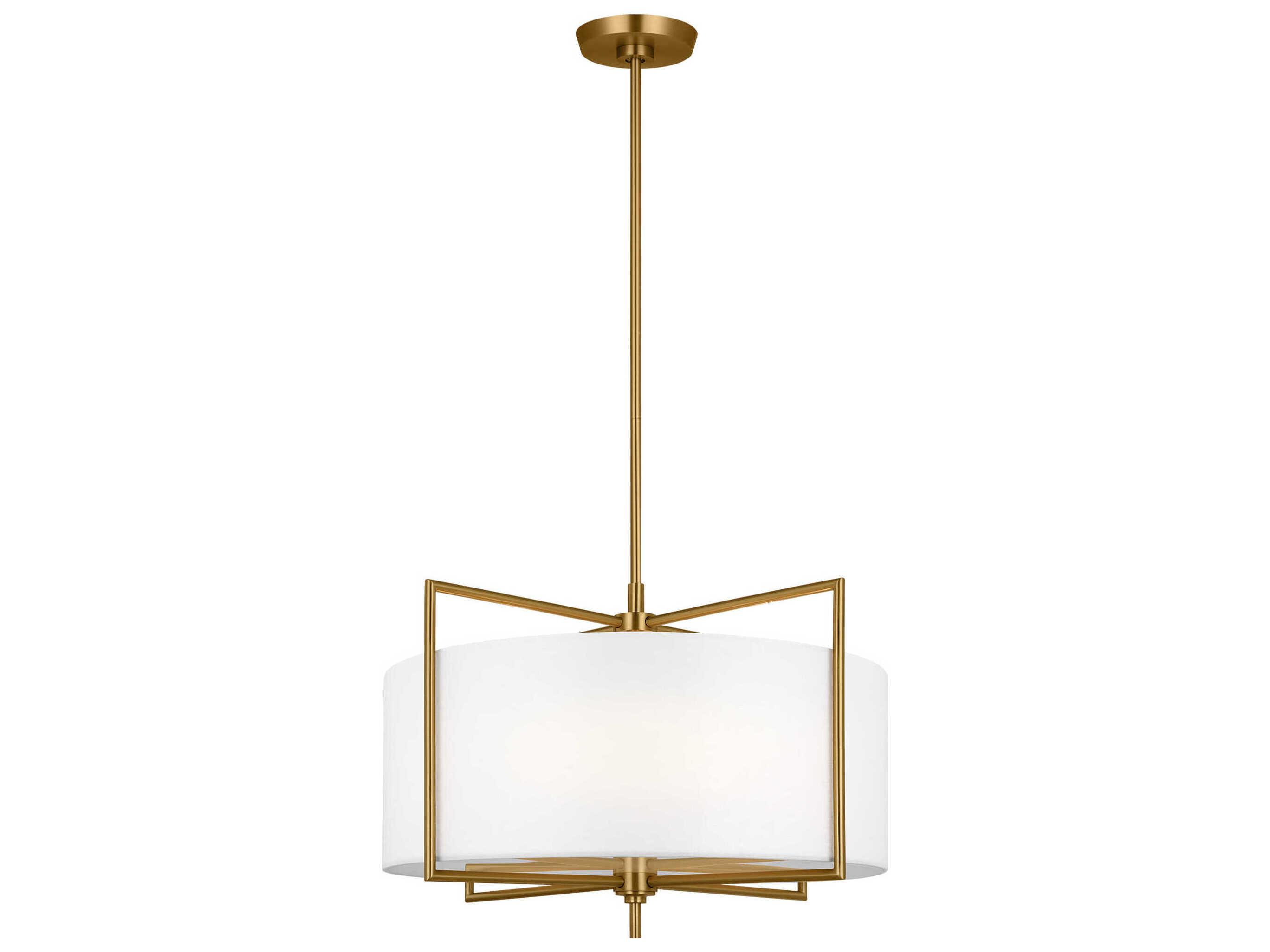 Visual Comfort Studio Perno 4-Light Burnished Brass Drum Pendant