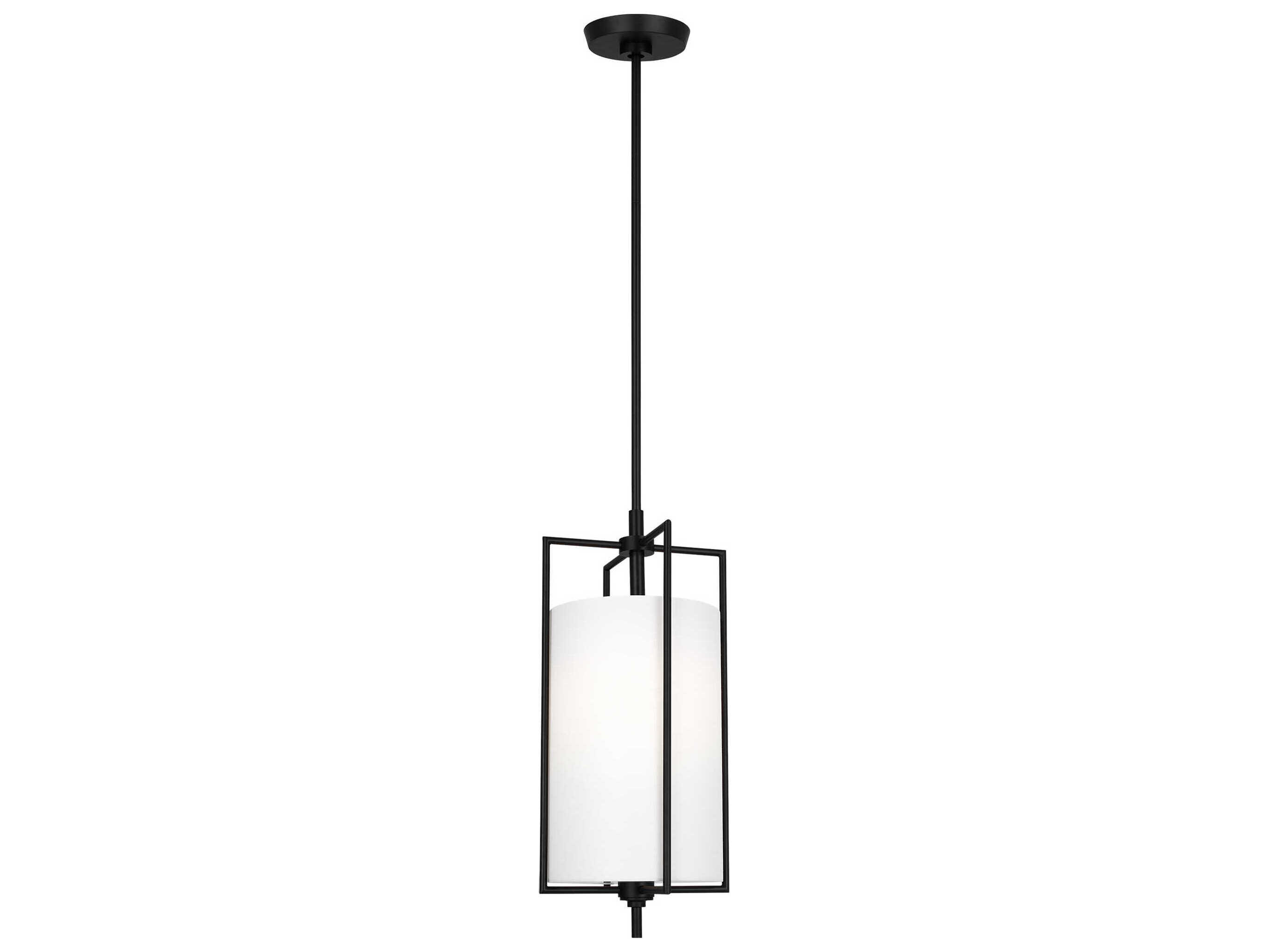 Visual Comfort Studio Perno 1-Light Aged Iron Black Cylinder Mini Pendant