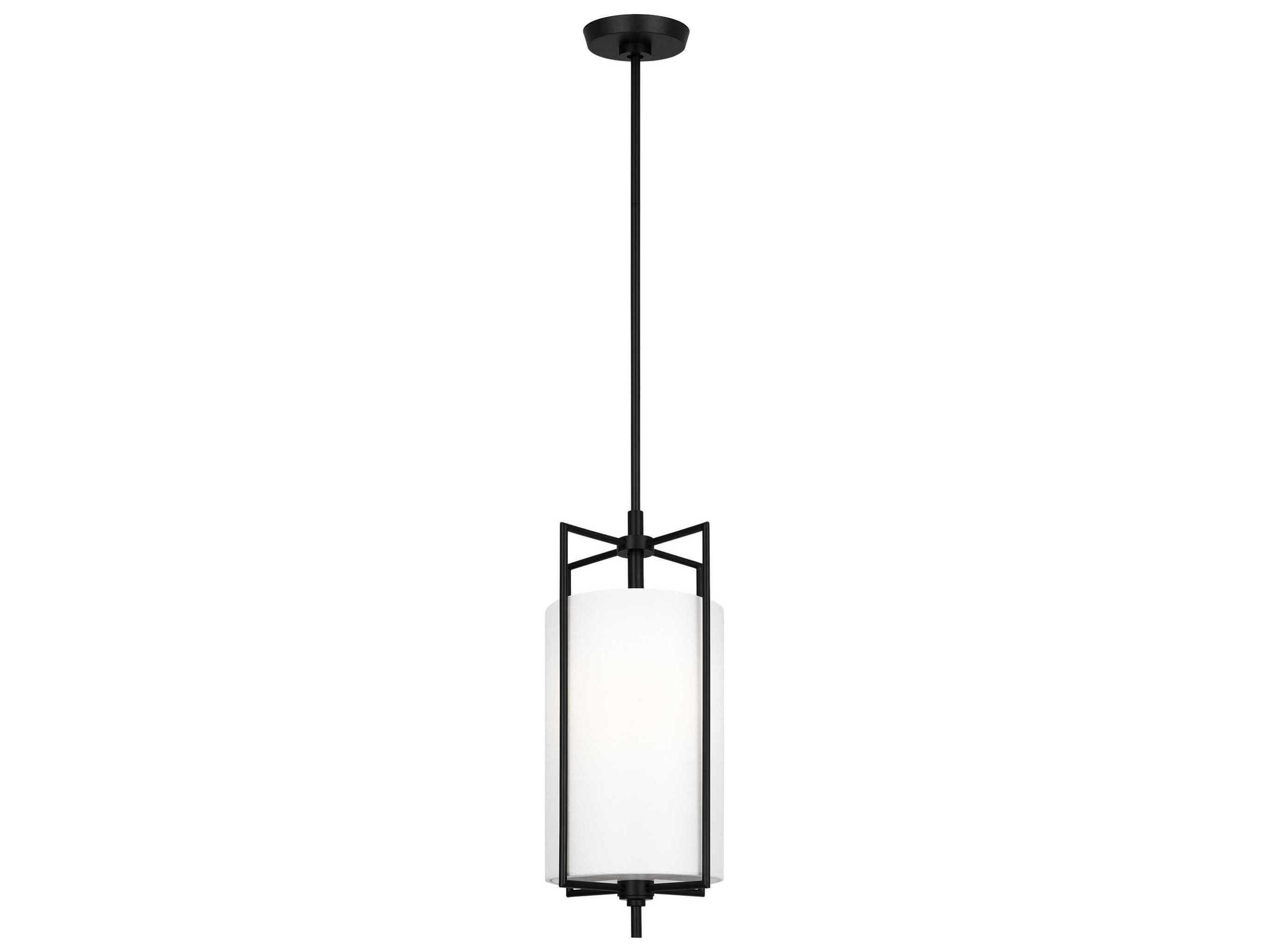 Visual Comfort Studio Perno 1-Light Aged Iron Black Cylinder Mini Pendant