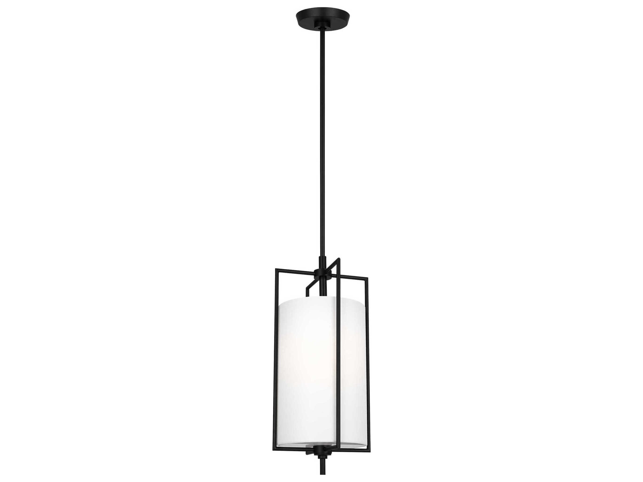 Visual Comfort Studio Perno 1-Light Aged Iron Black Cylinder Mini Pendant