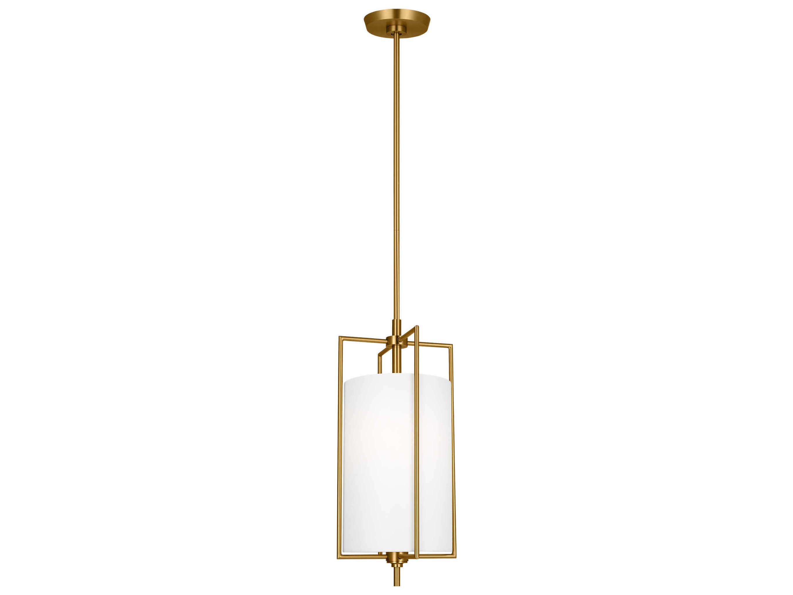 Visual Comfort Studio Perno 1-Light Burnished Brass Cylinder Mini Pendant