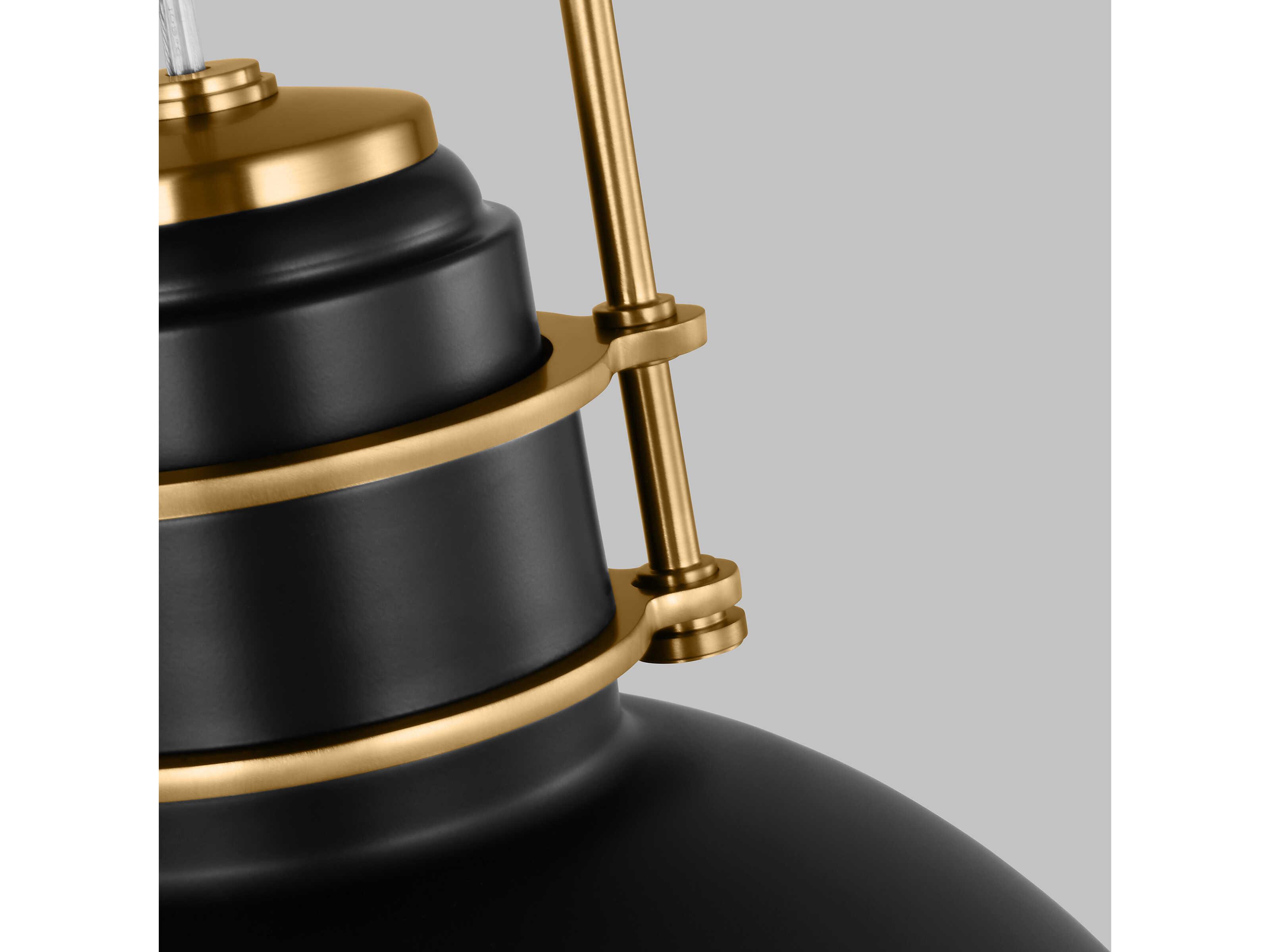 Visual Comfort Studio Upland 1-Light Midnight Black Burnished Brass Dome Pendant