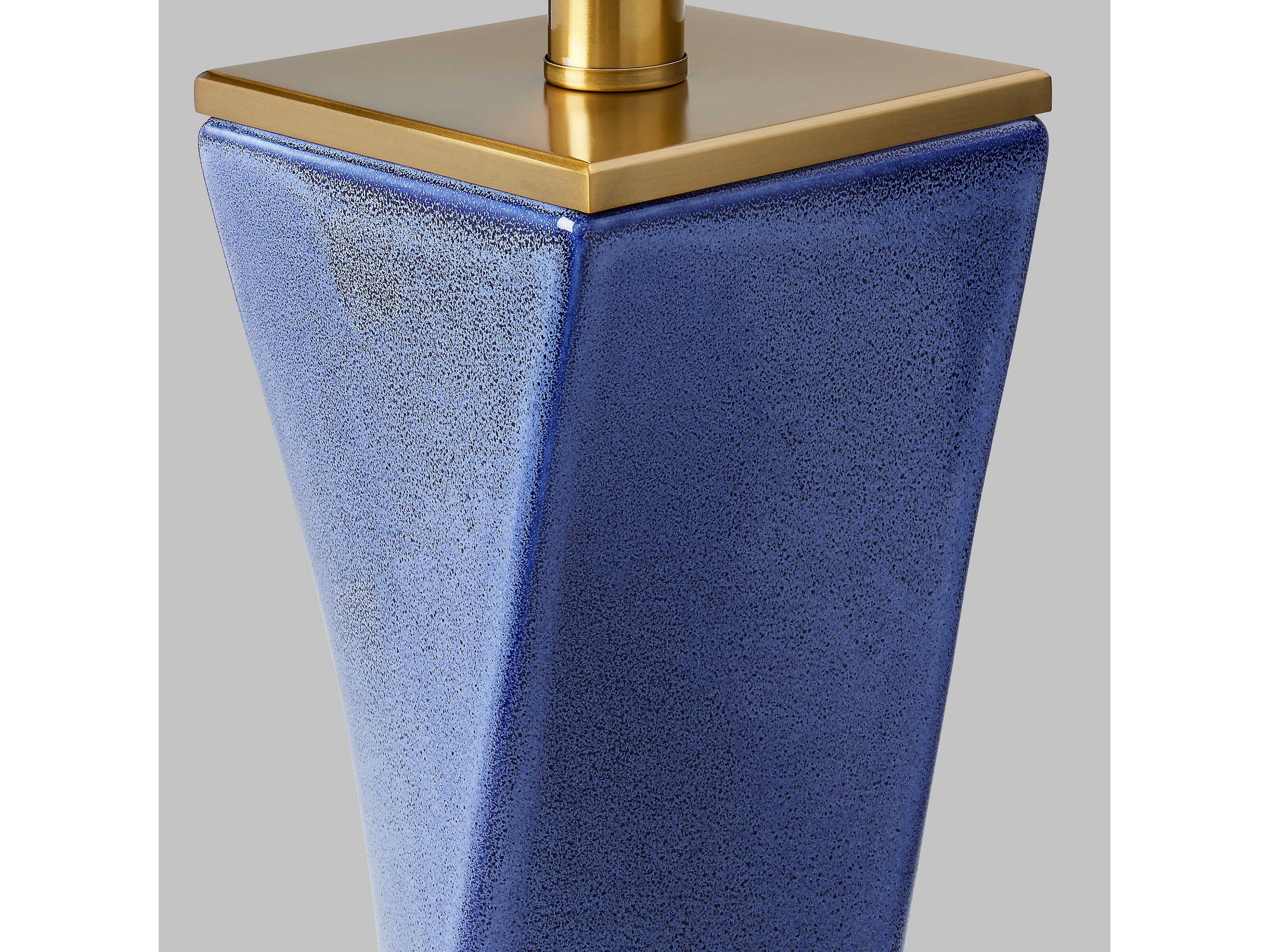 Visual Comfort Studio Lagos Frosted Blue White Linen Fabric Buffet Lamp