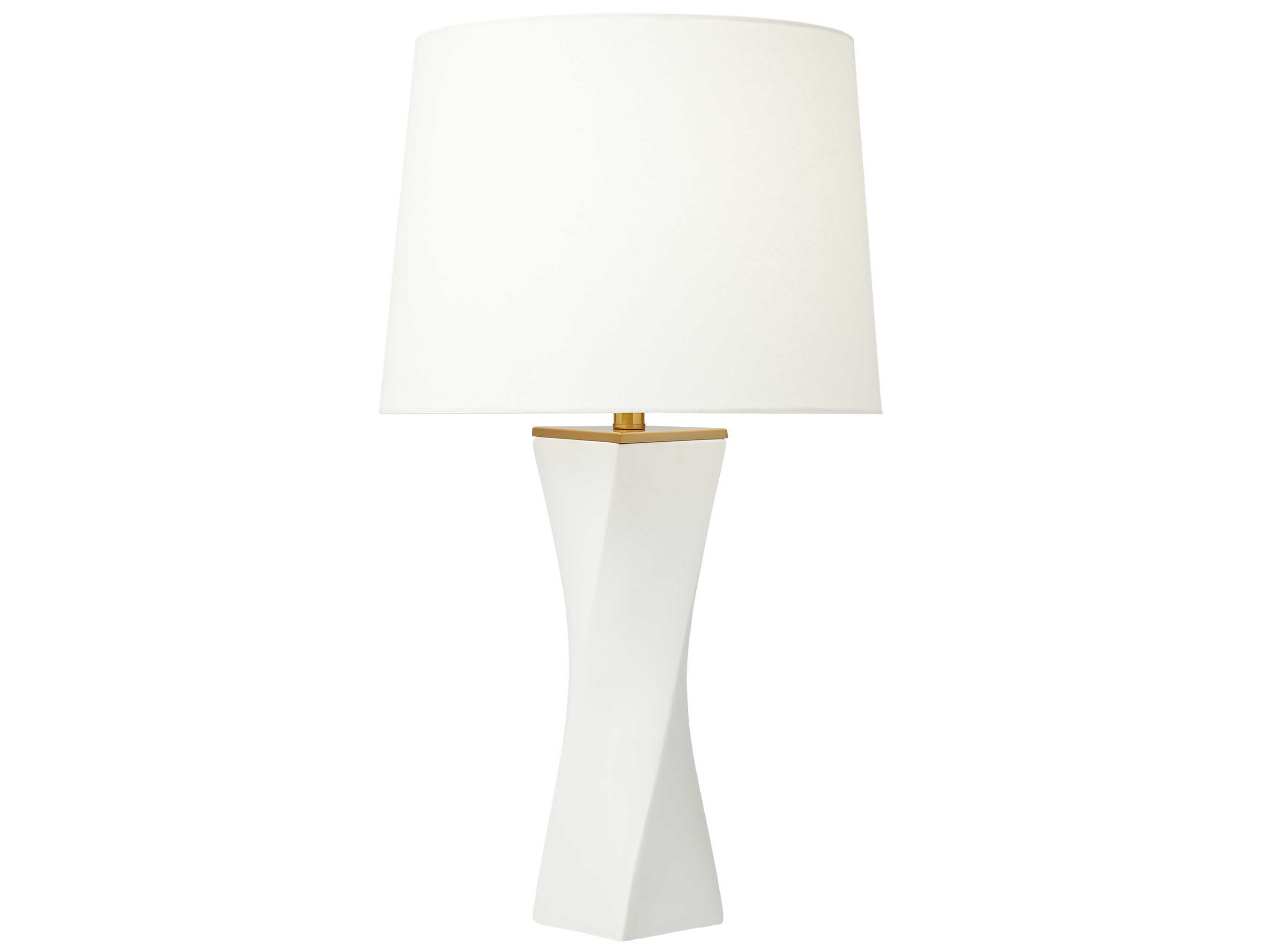 Visual Comfort Studio Lagos White Leather Linen Fabric Buffet Lamp
