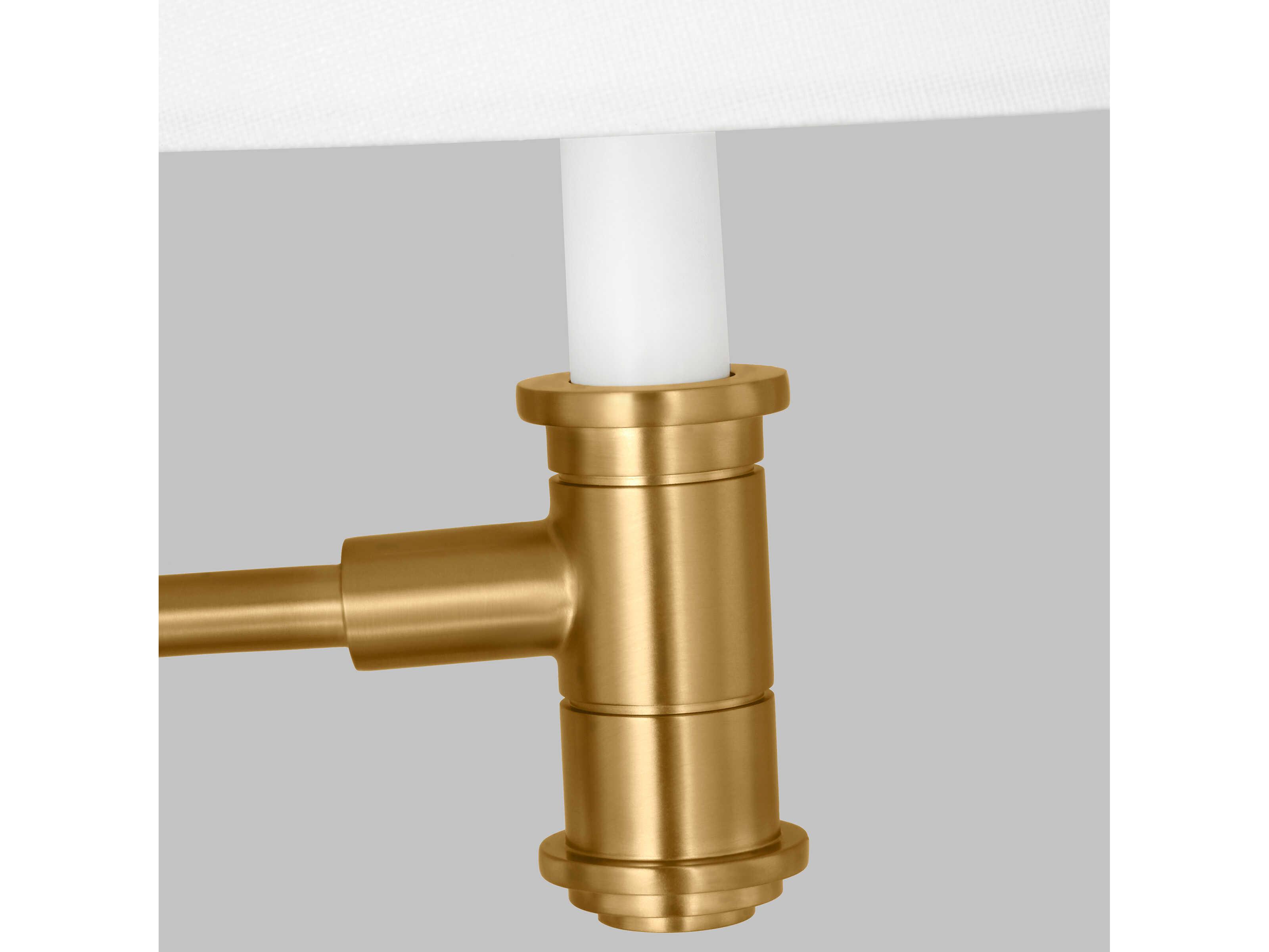 Visual Comfort Studio Belmont Burnished Brass White Linen Fabric Floor Lamp