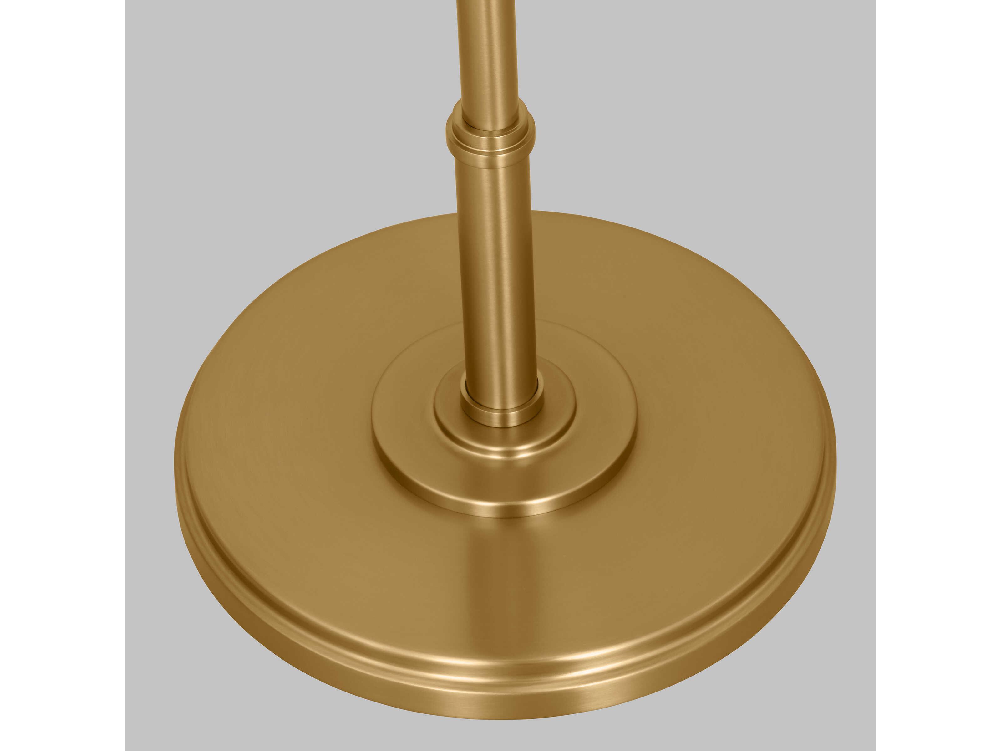 Visual Comfort Studio Belmont Burnished Brass White Linen Fabric Floor Lamp