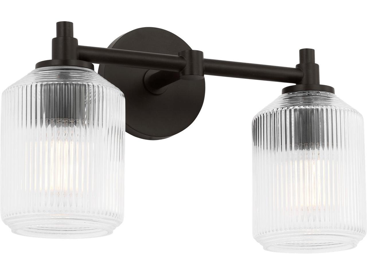 Visual Comfort Studio Barstow 2-Light Aged Iron Black Vanity Light