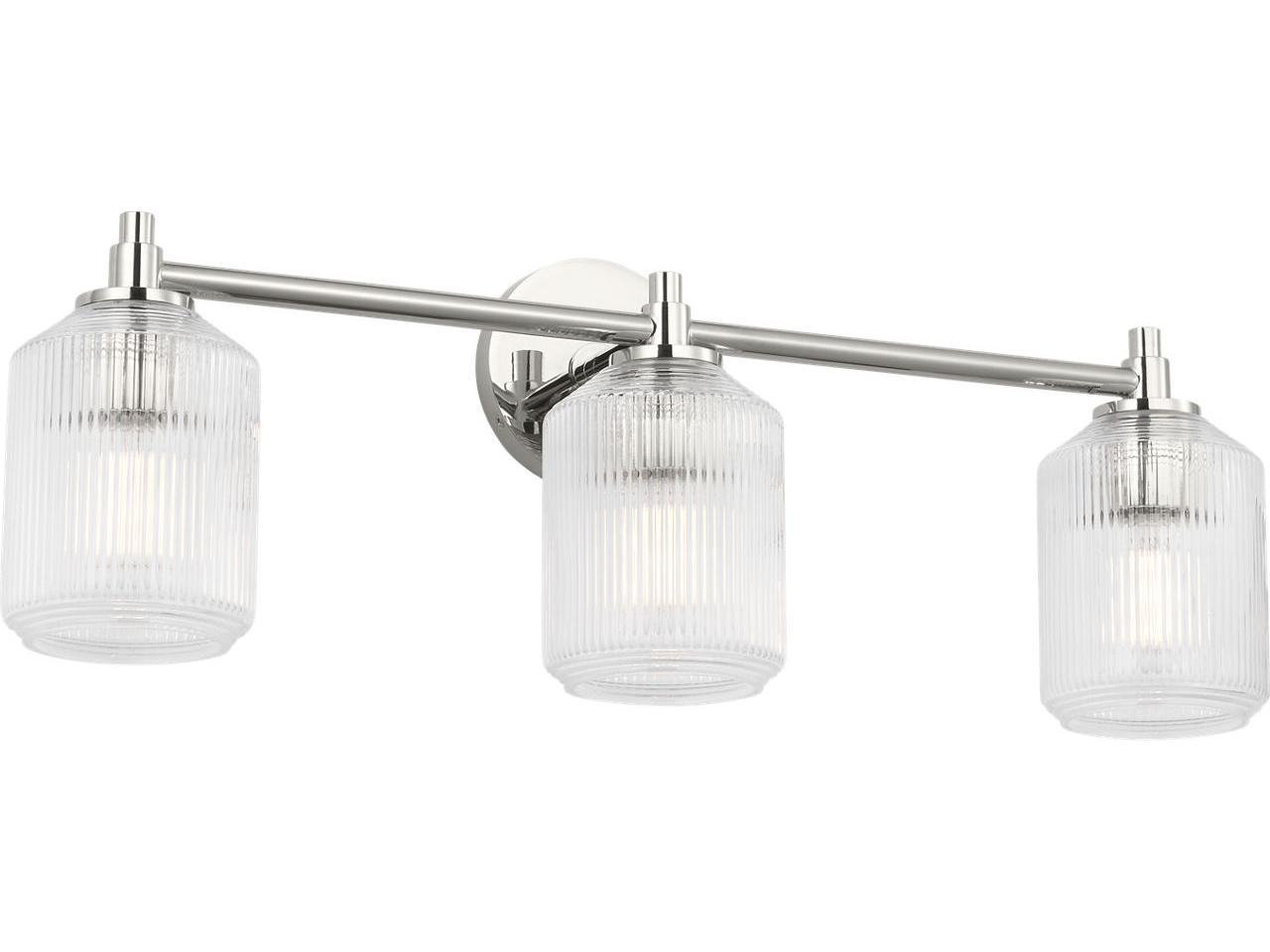Visual Comfort Studio Barstow 3-Light Polished Nickel Vanity Light