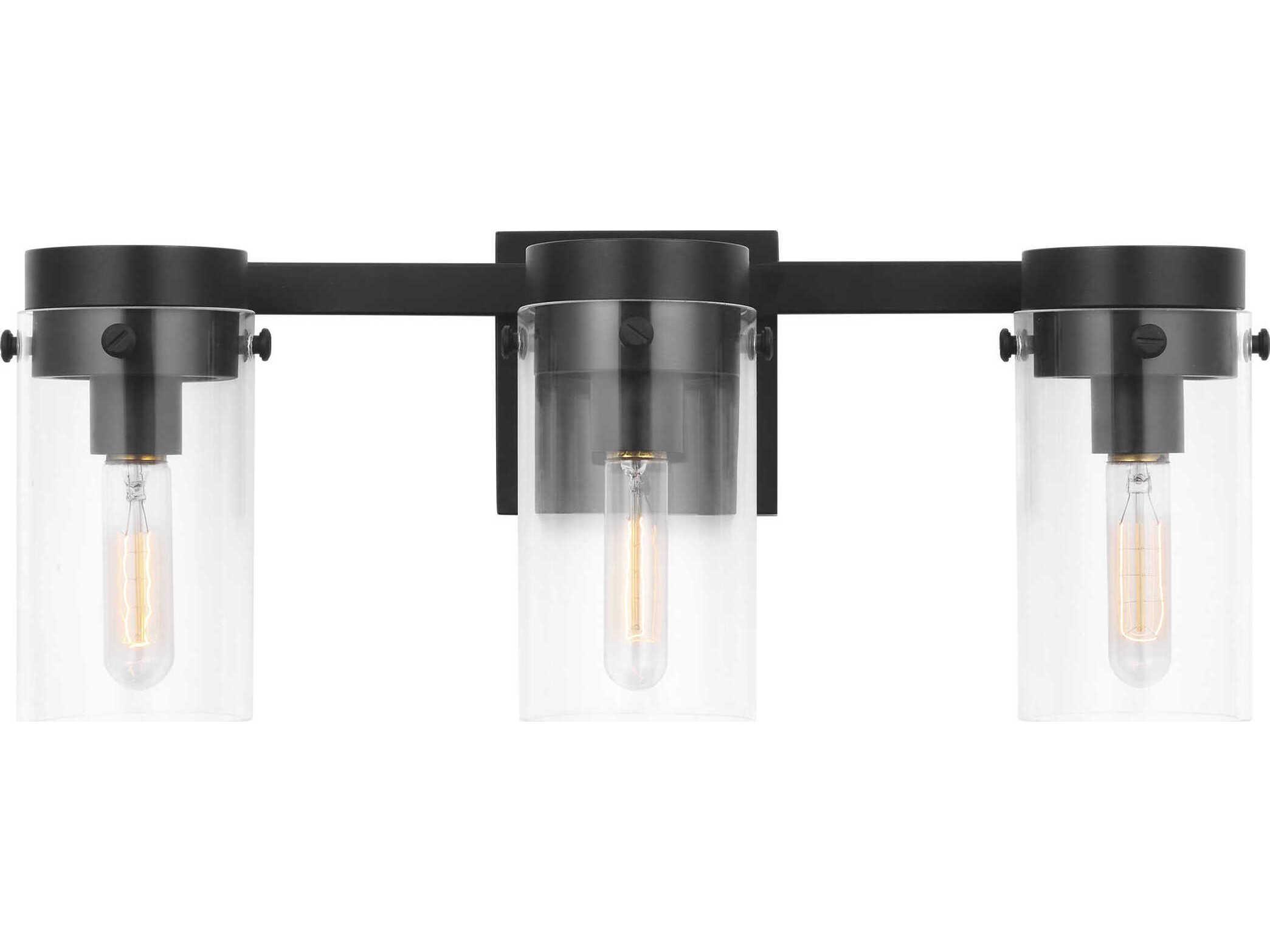 Visual Comfort Studio Garrett 3-Light Aged Iron Black Vanity Light