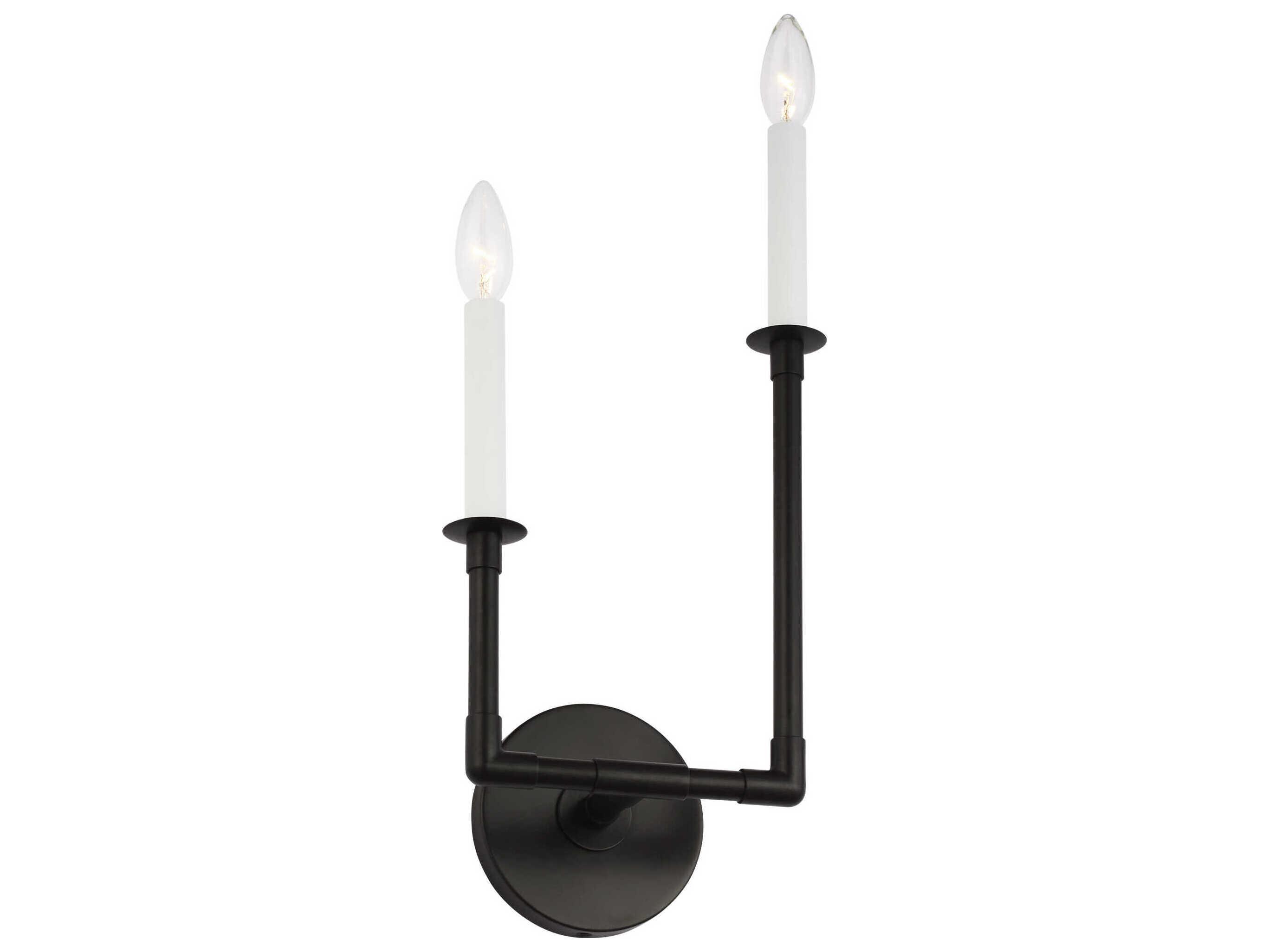 Visual Comfort Studio Bayview 2-Light Aged Iron Black Wall Sconce