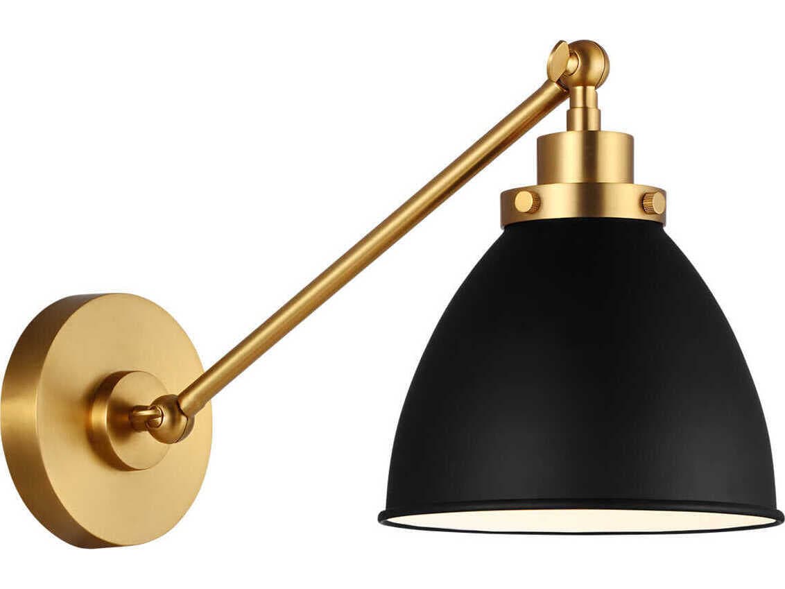 Visual Comfort Studio Wellfleet 1-Light Midnight Black Burnished Brass Swing Wall Sconce