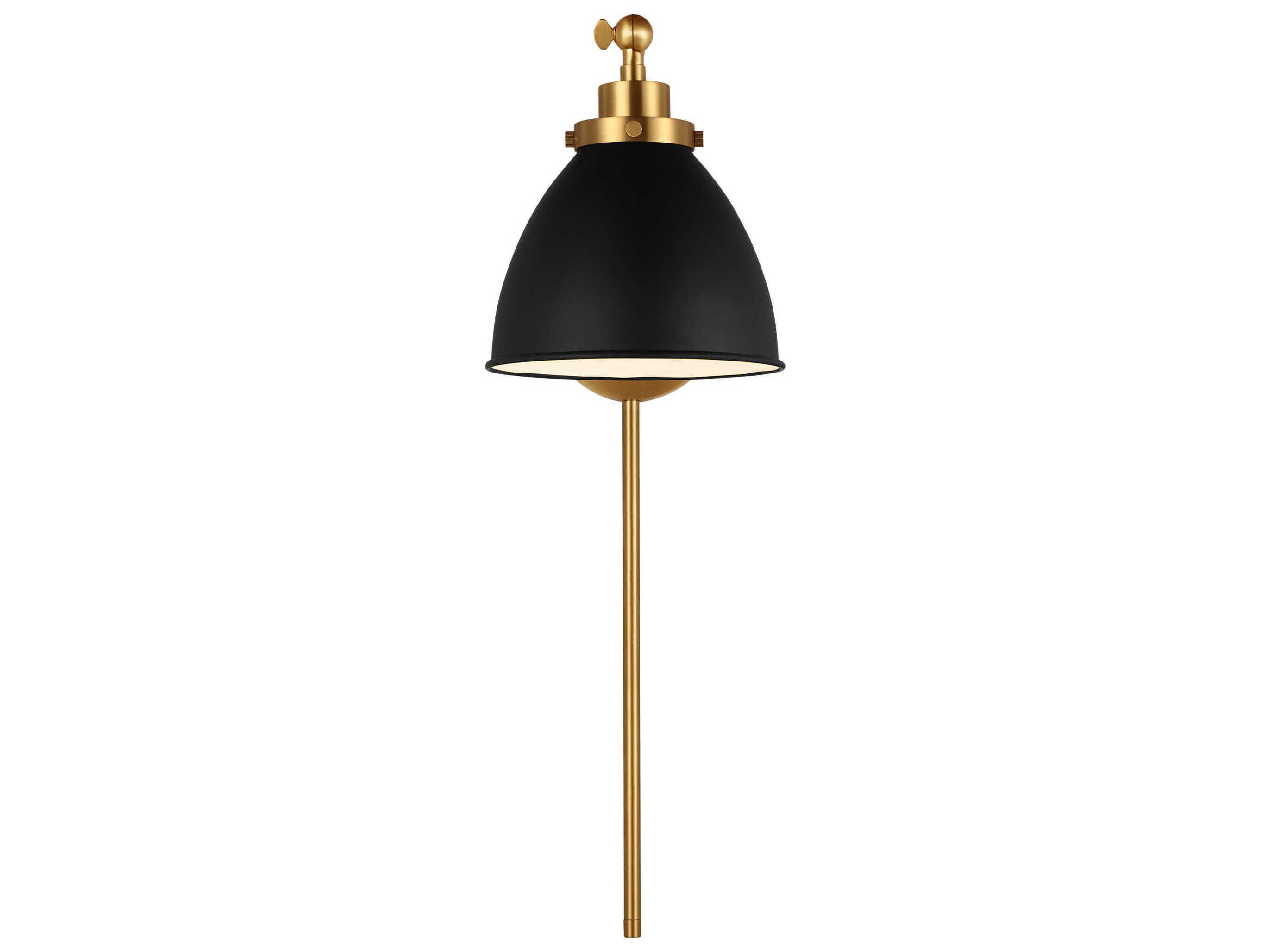 Visual Comfort Studio Wellfleet 1-Light Midnight Black Burnished Brass Swing Wall Sconce