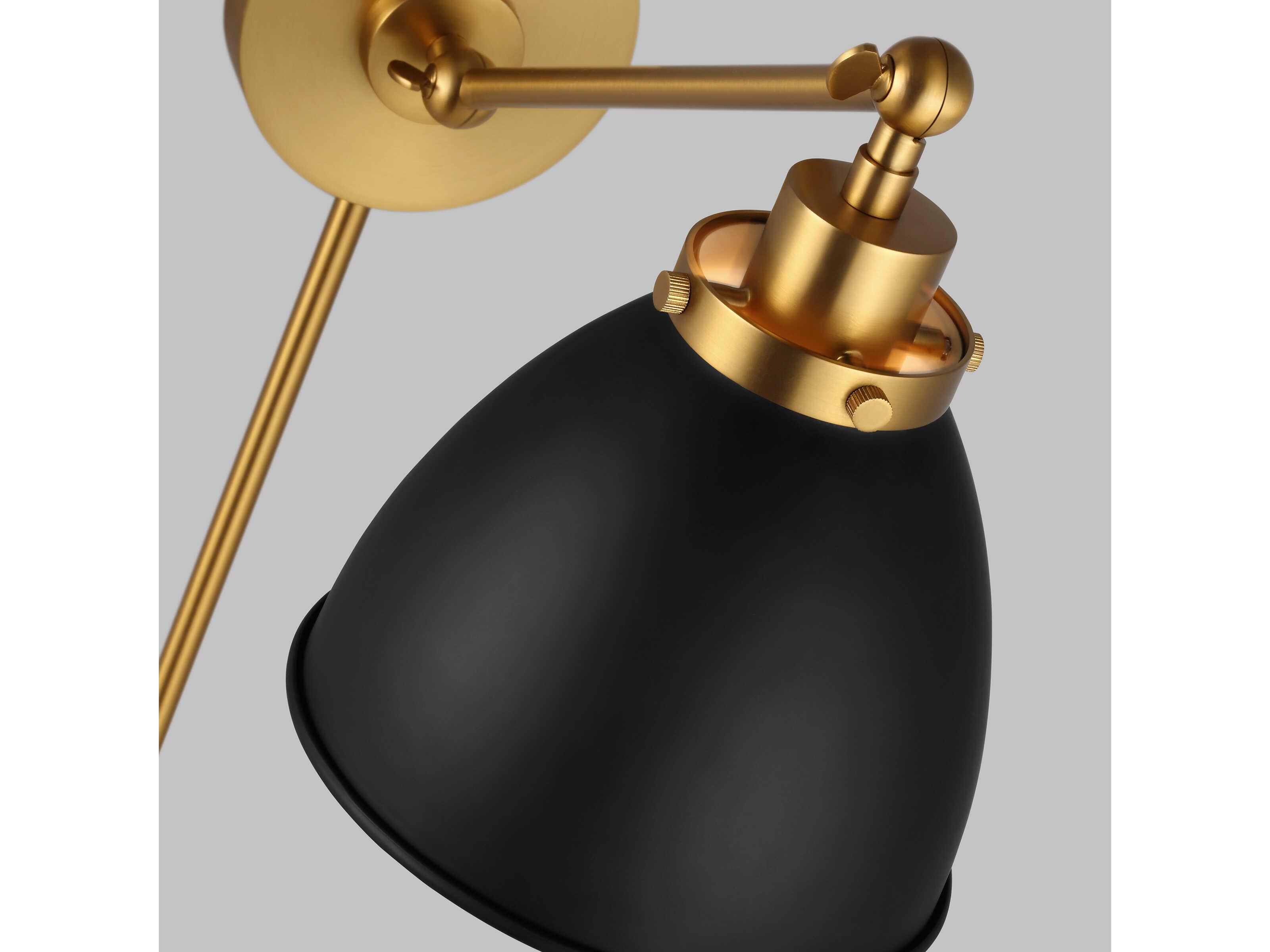 Visual Comfort Studio Wellfleet 1-Light Midnight Black Burnished Brass Swing Wall Sconce