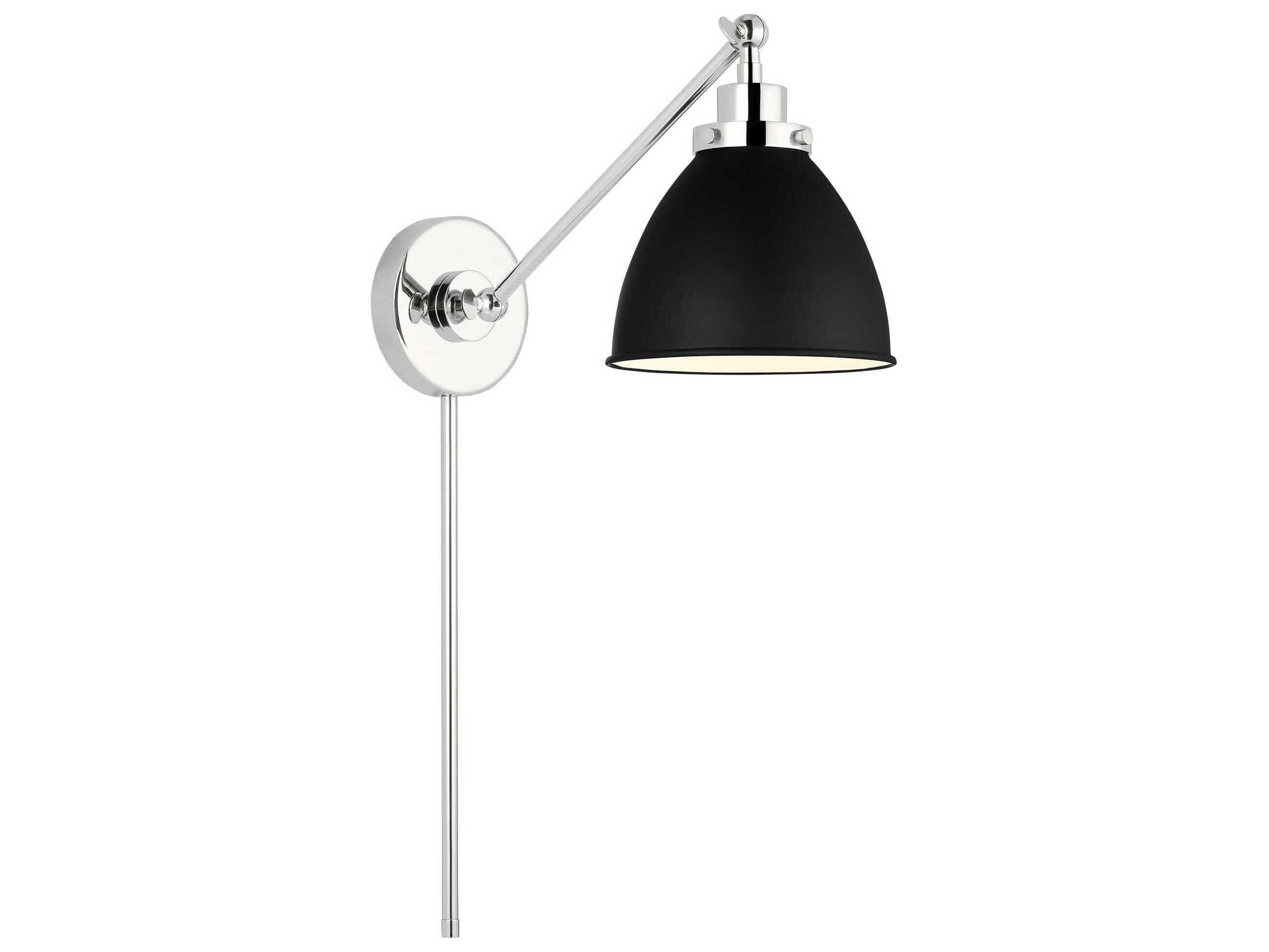 Visual Comfort Studio Wellfleet 1-Light Midnight Black Polished Nickel Swing Wall Sconce