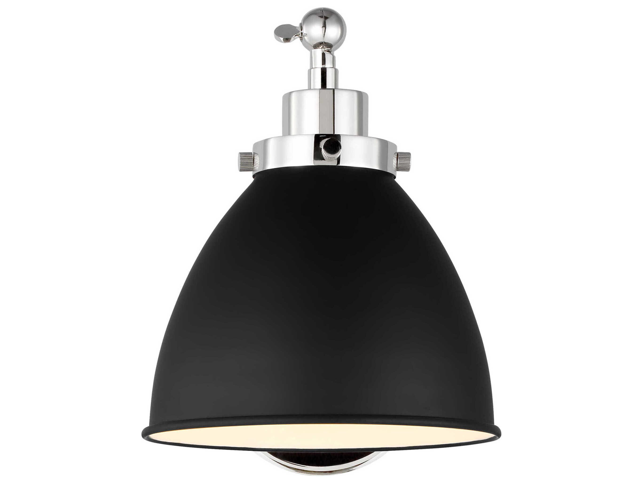 Visual Comfort Studio Wellfleet 1-Light Midnight Black Polished Nickel Swing Wall Sconce