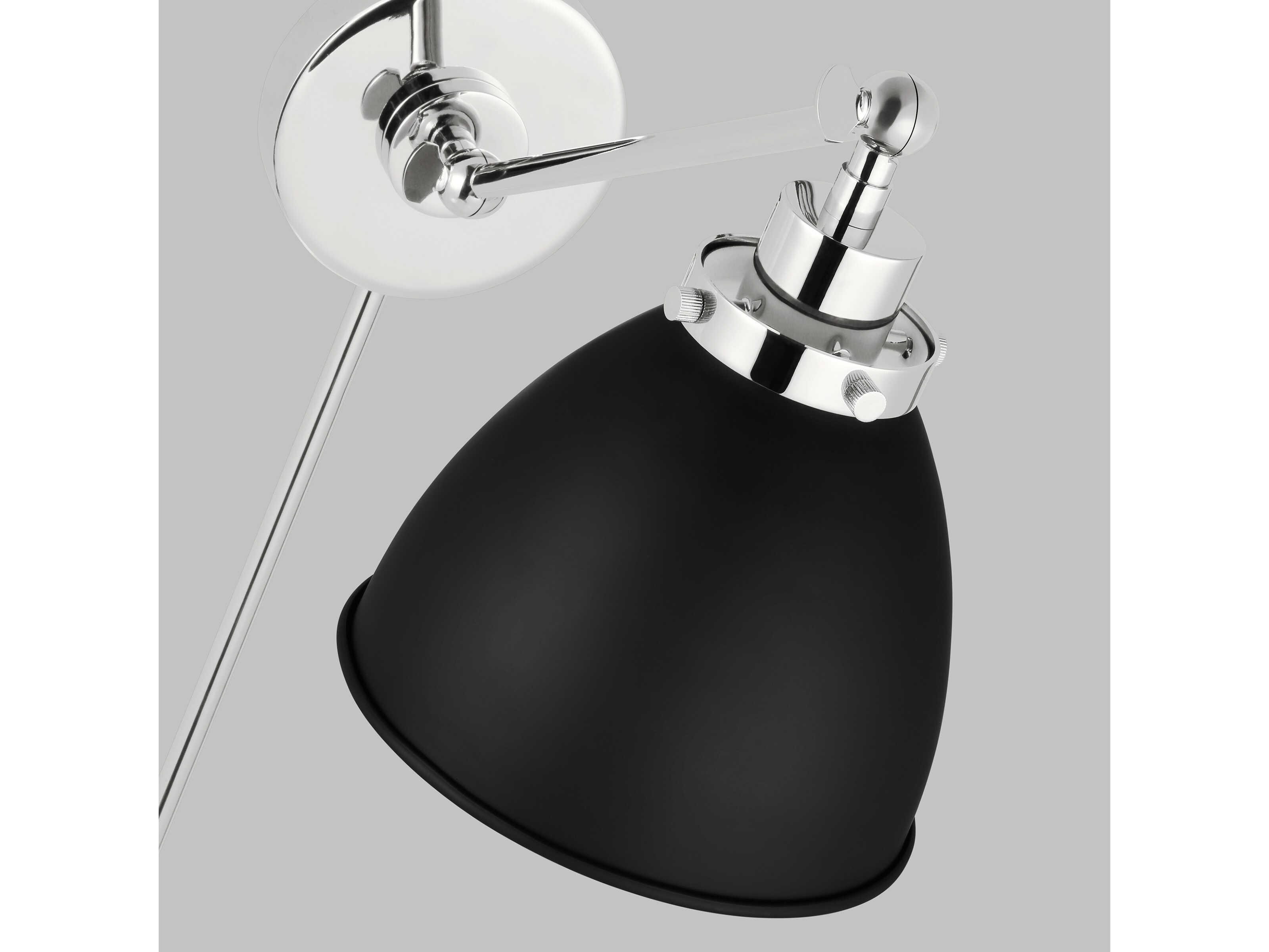 Visual Comfort Studio Wellfleet 1-Light Midnight Black Polished Nickel Swing Wall Sconce