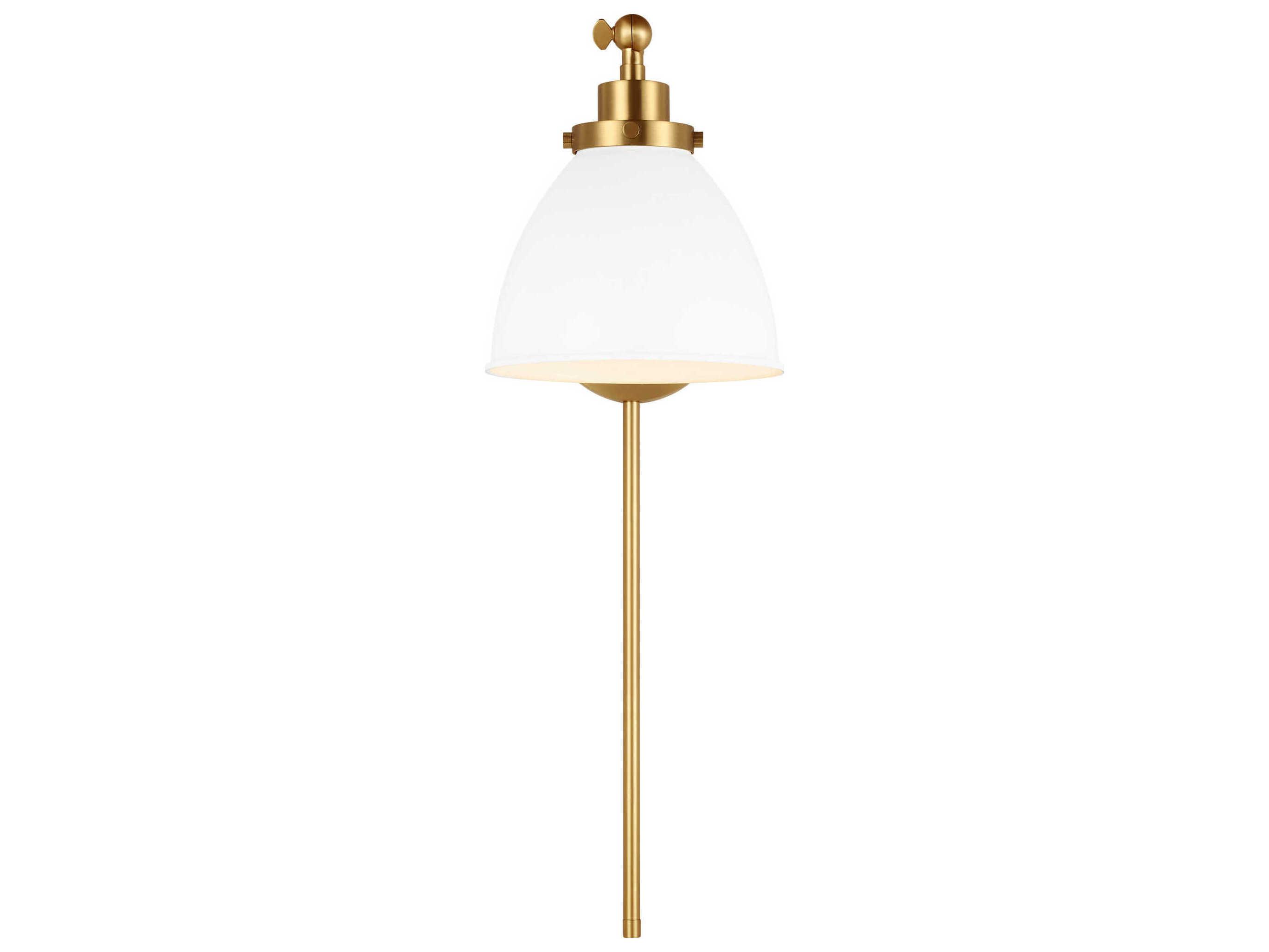 Visual Comfort Studio Wellfleet 1-Light Matte White Burnished Brass Swing Wall Sconce