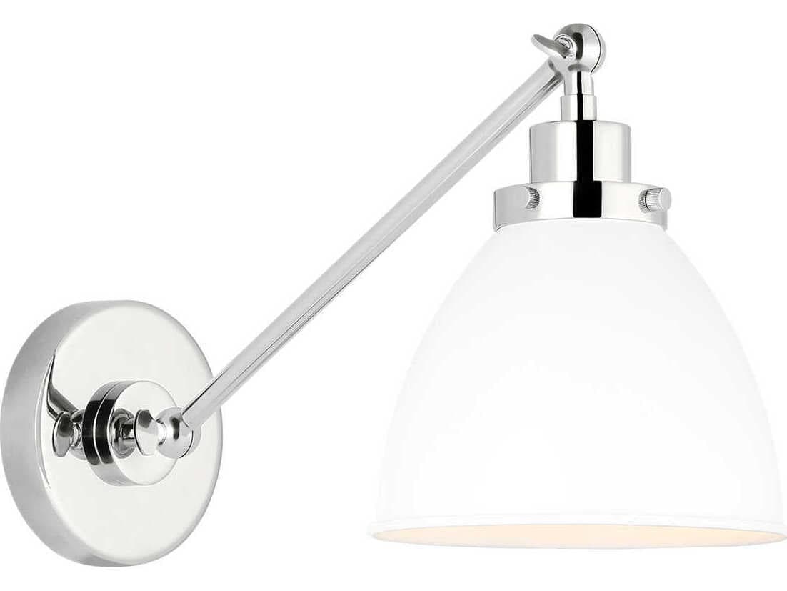 Visual Comfort Studio Wellfleet 1-Light Matte White Polished Nickel Swing Wall Sconce